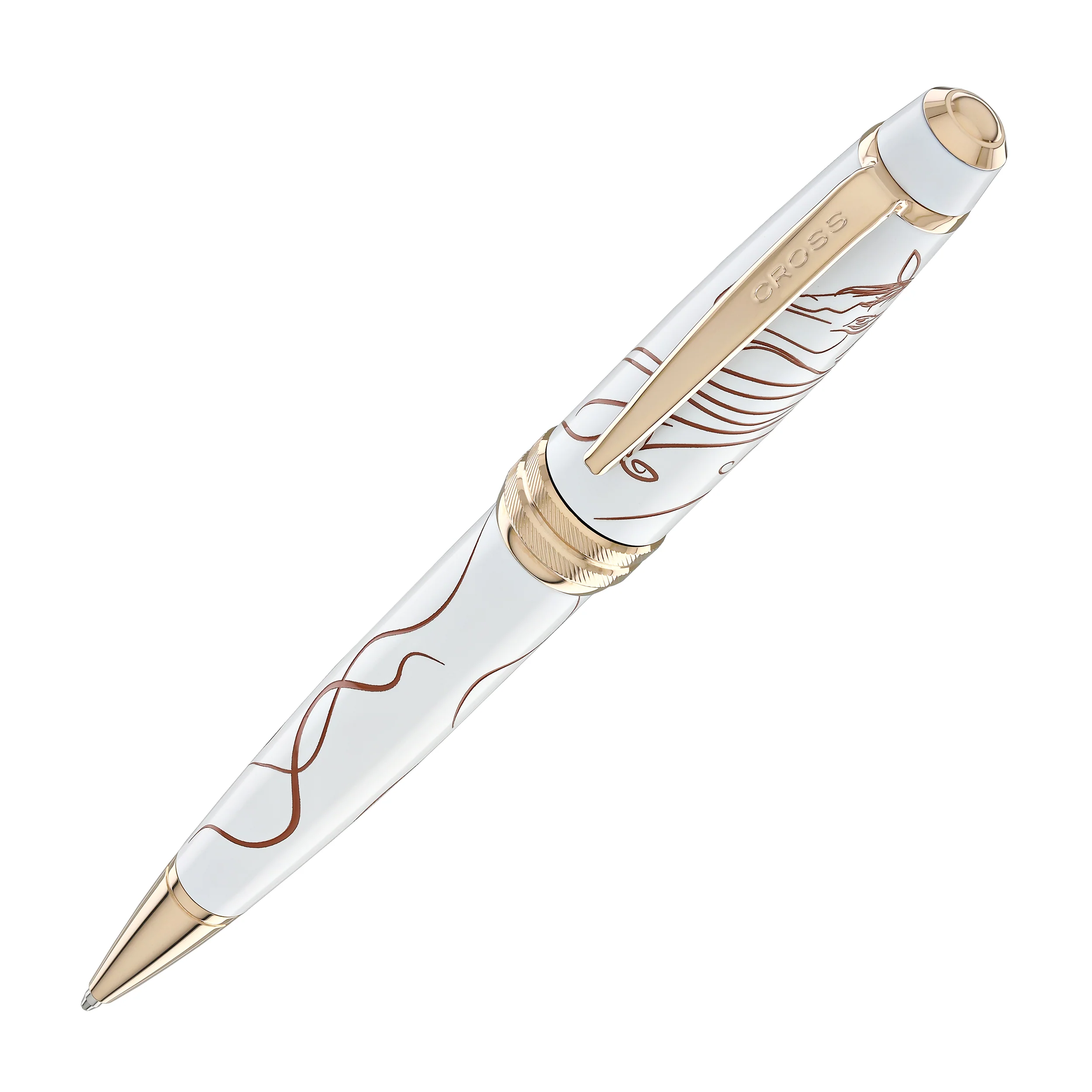 Cross Bailey Zodiac Year of the Horse Ballpoint Pen in White Lacquer with Rose Gold Plated