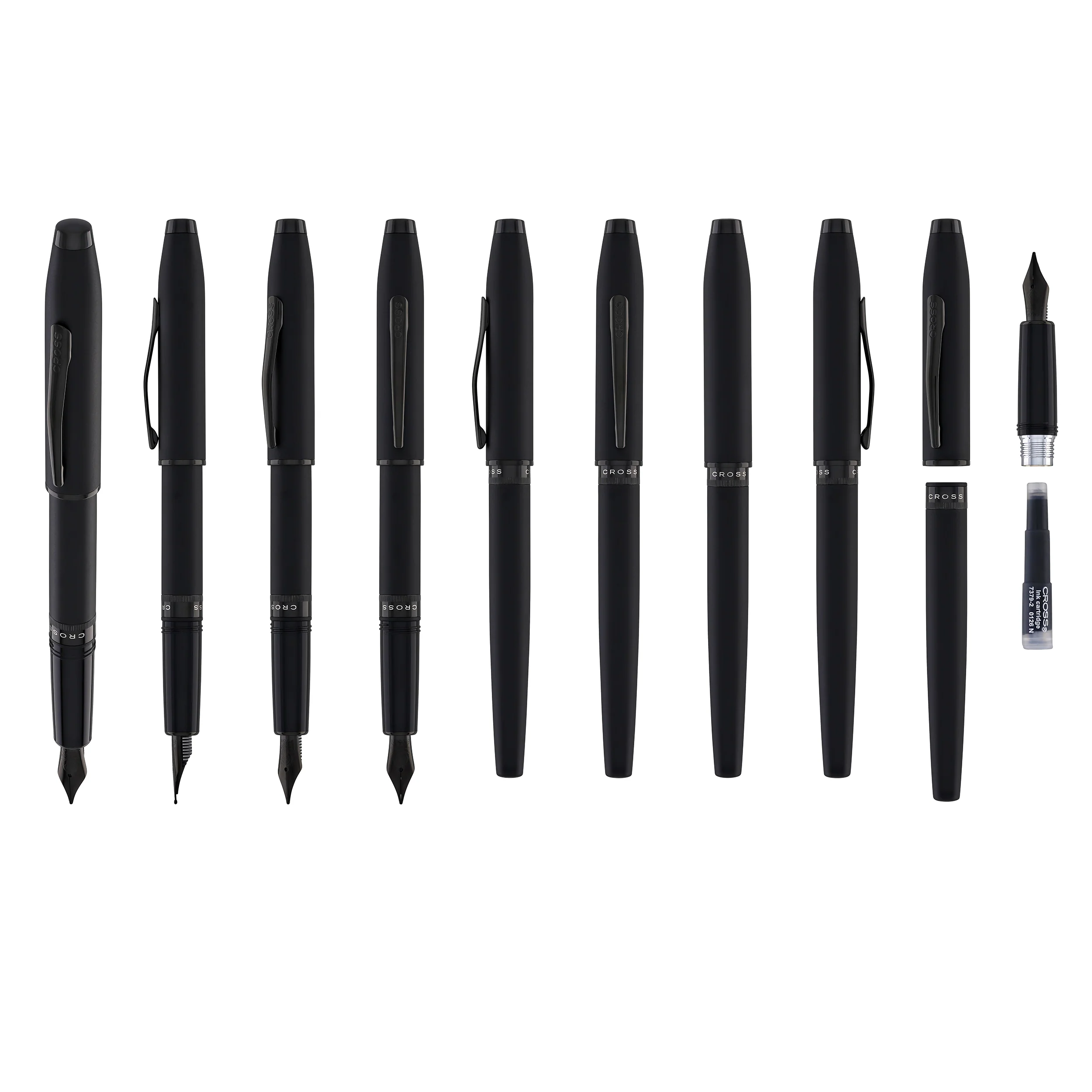 Cross Foundry Fountain Pen in Matte Black Lacquer with PVD Black Appointments - Medium Nib