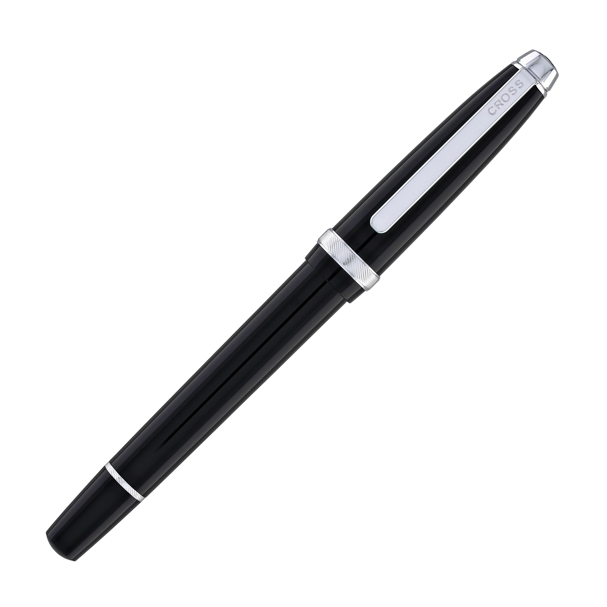 Cross Lume Fountain Pen in Obsidian Black with Polished Chrome Appointments - Medium Nib