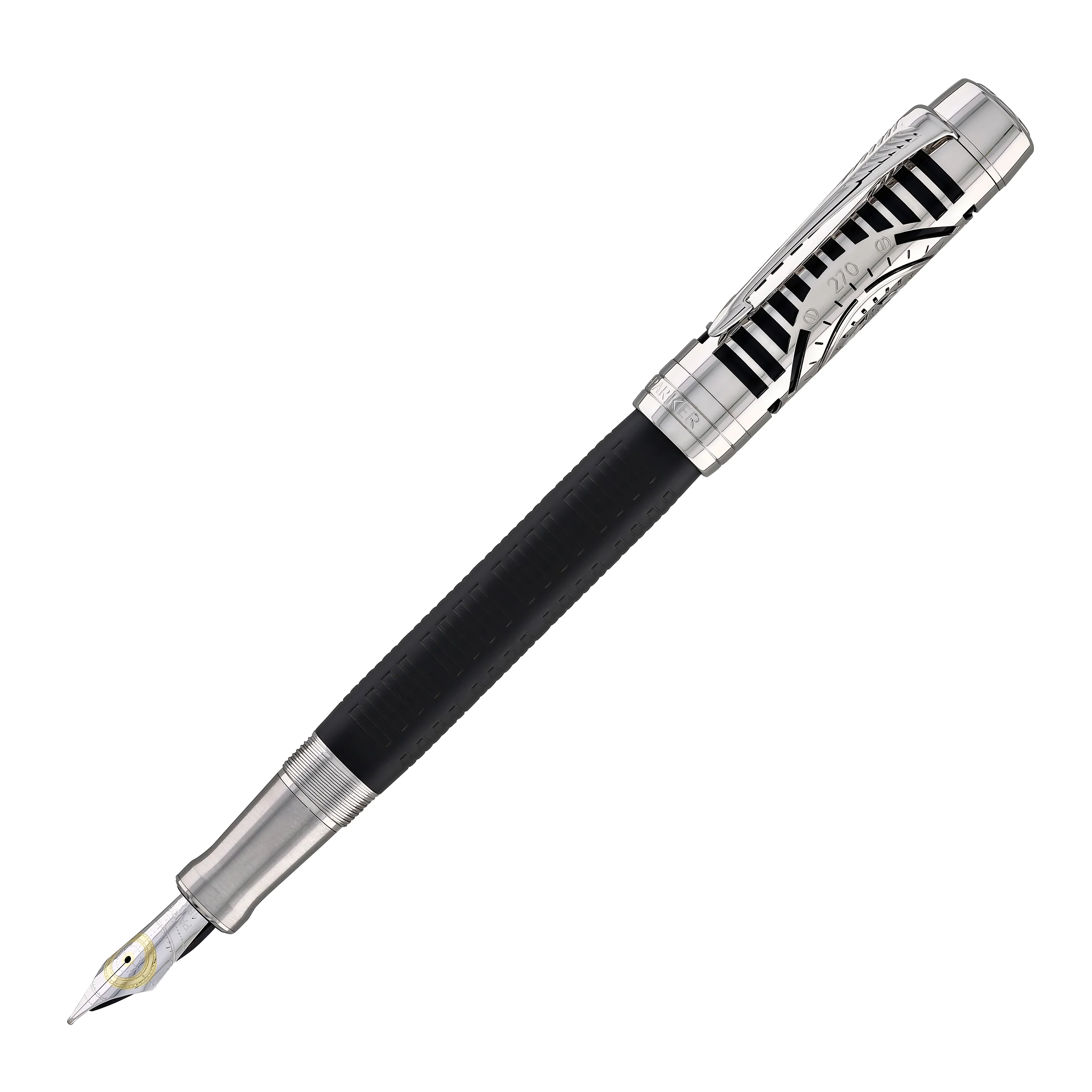 Parker Duofold Legacy of Flight Fountain Pen in Matte Black with Palladium Trim - 18K Gold