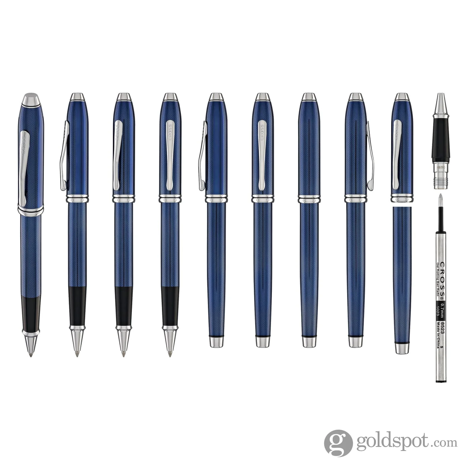 2219-cross-townsend-rollerball-pen-in-translucent-polished-cobalt-blue-engraved-diamond-pattern-9.webp Cross Townsend Rollerball Pen in Translucent Polished Cobalt Blue Engraved Diamond Pattern