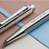 Caran d'Ache Ecridor Paul Smith 5 Ballpoint Pen Gift Set in Silver with Leather Case