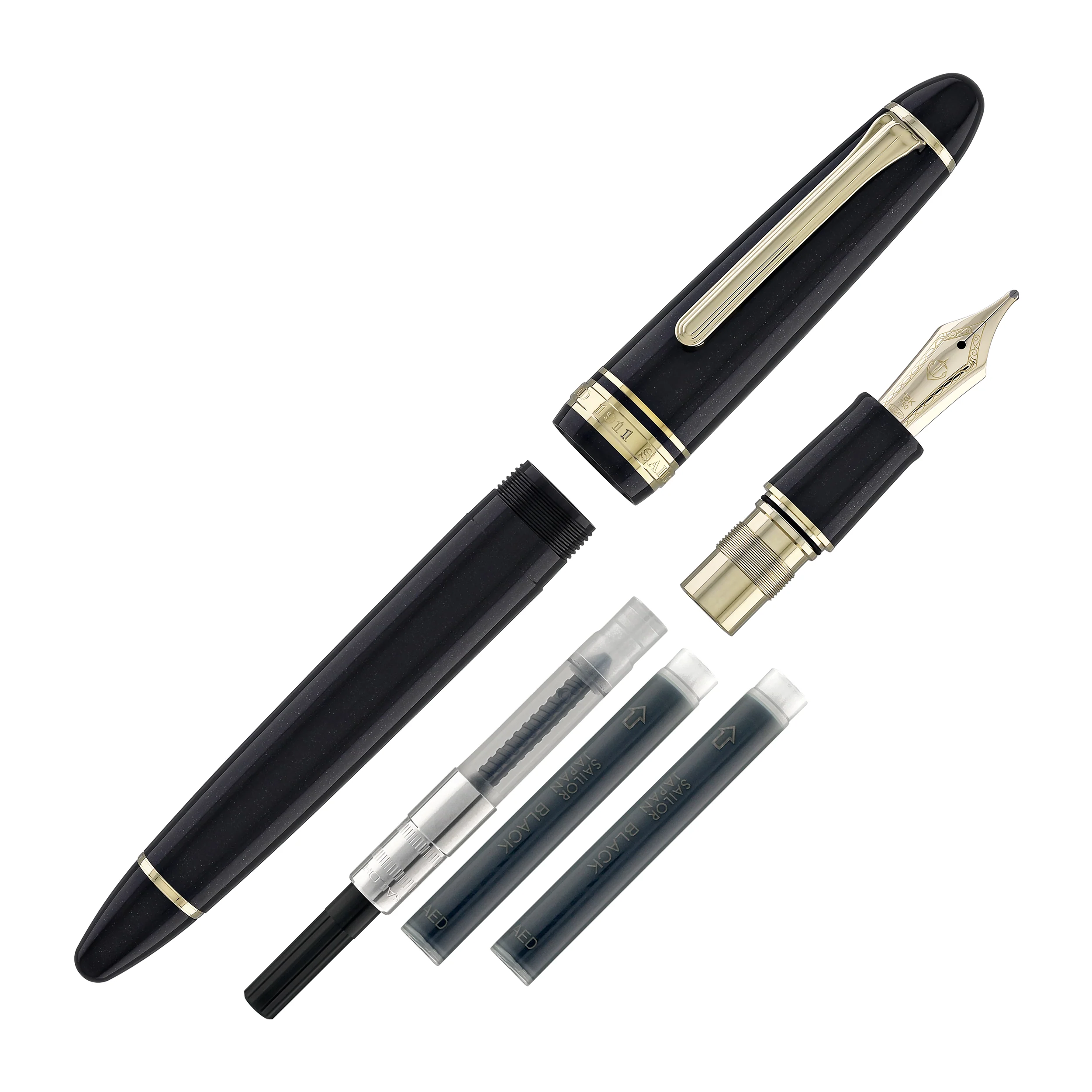 238-sailor-1911-large-fountain-pen-in-shining-black-18kt-gold-nib-8.webp Sailor 1911 Large Fountain Pen in Shining Black - 18kt Gold Nib