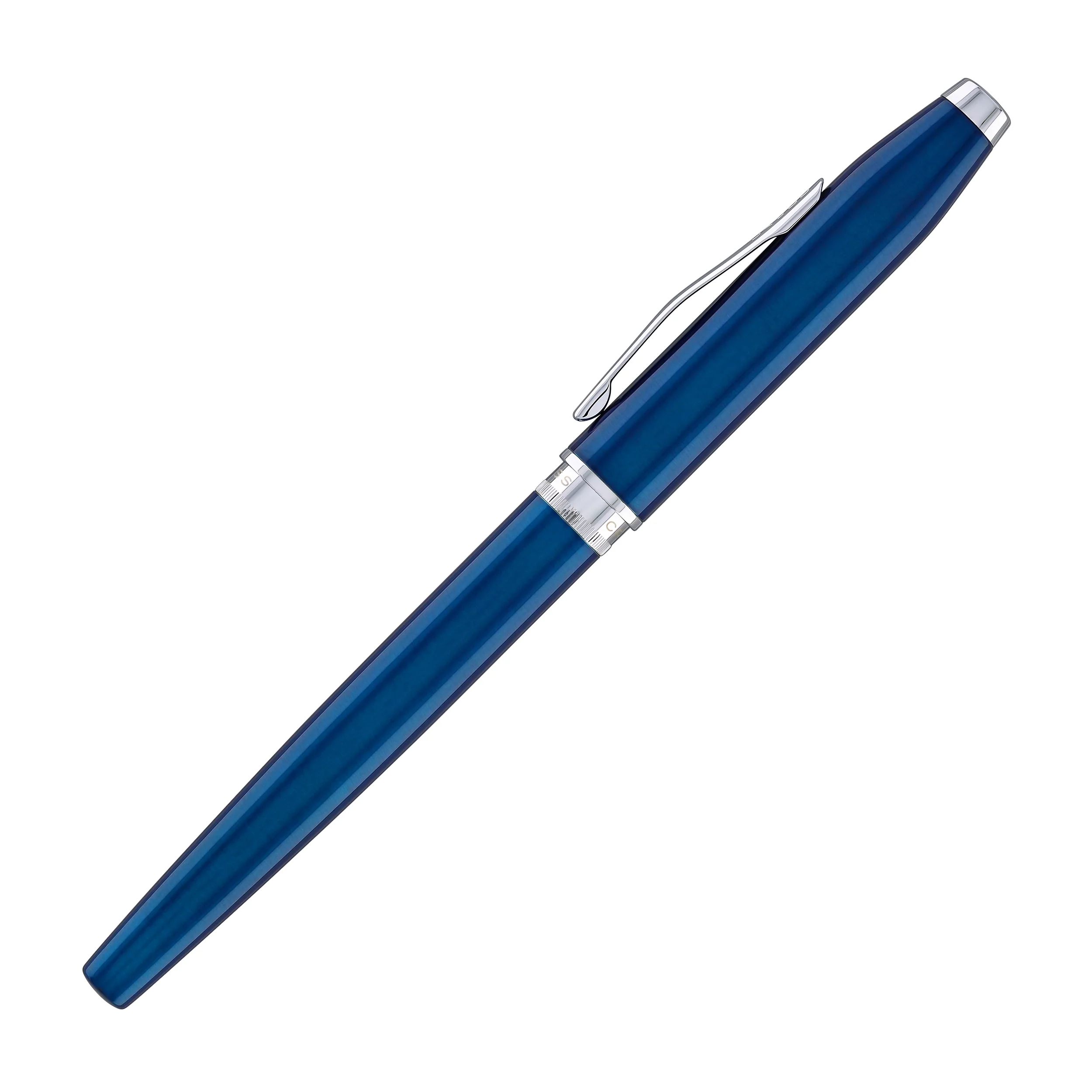 2384-cross-foundry-rollerball-pen-in-glossy-translucent-blue-lacquer-with-polished-chrome-appointments-6.webp Cross Foundry Rollerball Pen in Glossy Translucent Blue Lacquer with Polished Chrome Appointments