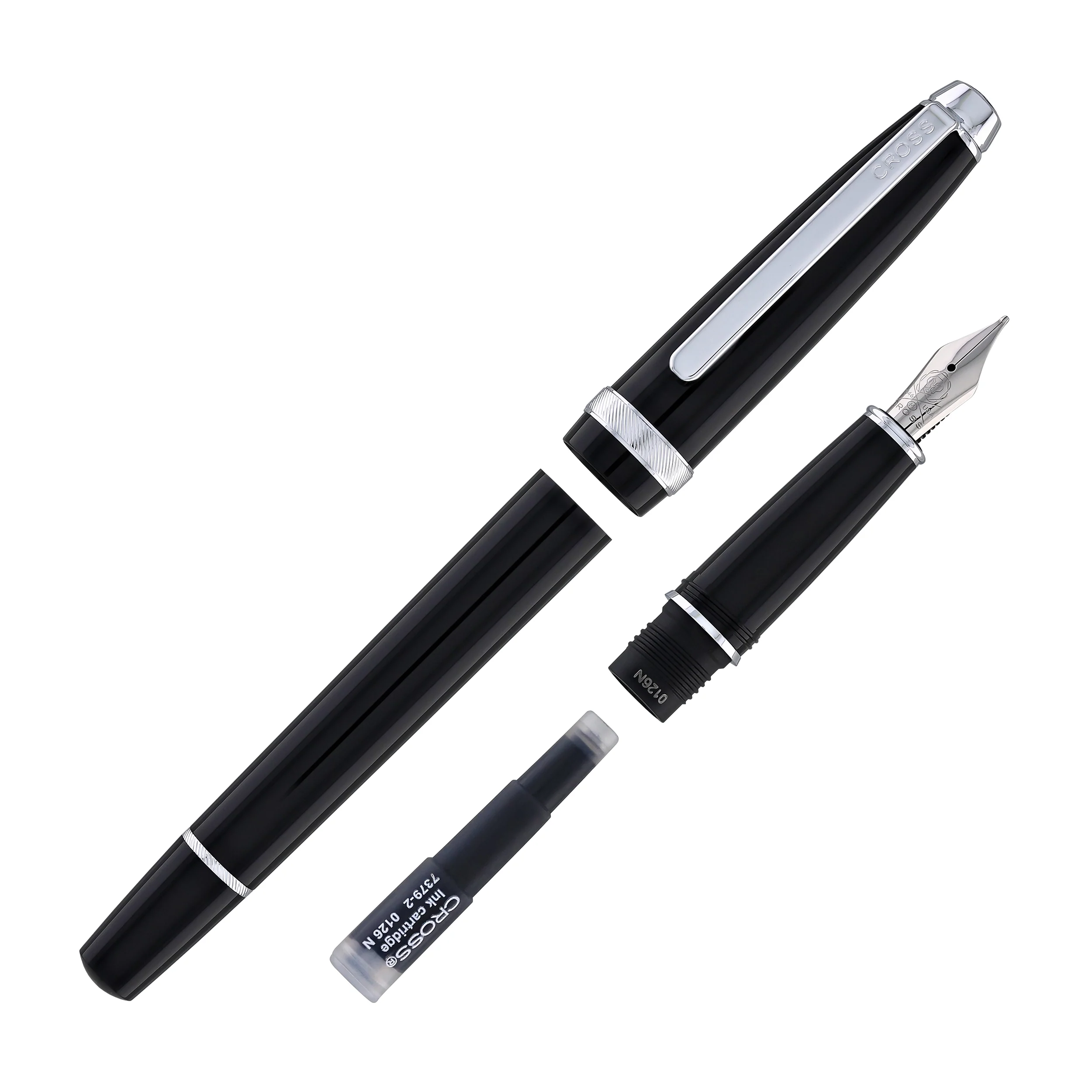 2386-cross-lume-fountain-pen-in-obsidian-black-with-polished-chrome-appointments-medium-nib-8.webp Cross Lume Fountain Pen in Obsidian Black with Polished Chrome Appointments - Medium Nib