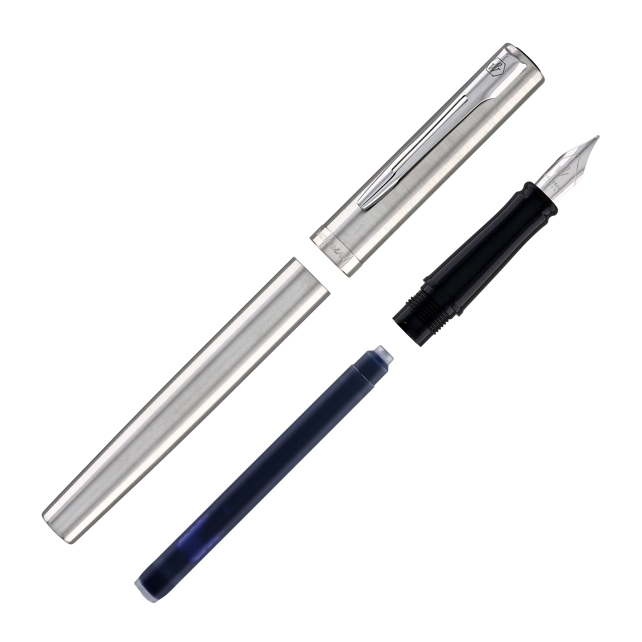 2426-waterman-impression-fountain-pen-in-stainless-steel-with-palladium-coated-fine-point-8.webp Waterman Impression Fountain Pen in Stainless Steel with Palladium Coated - Fine Point