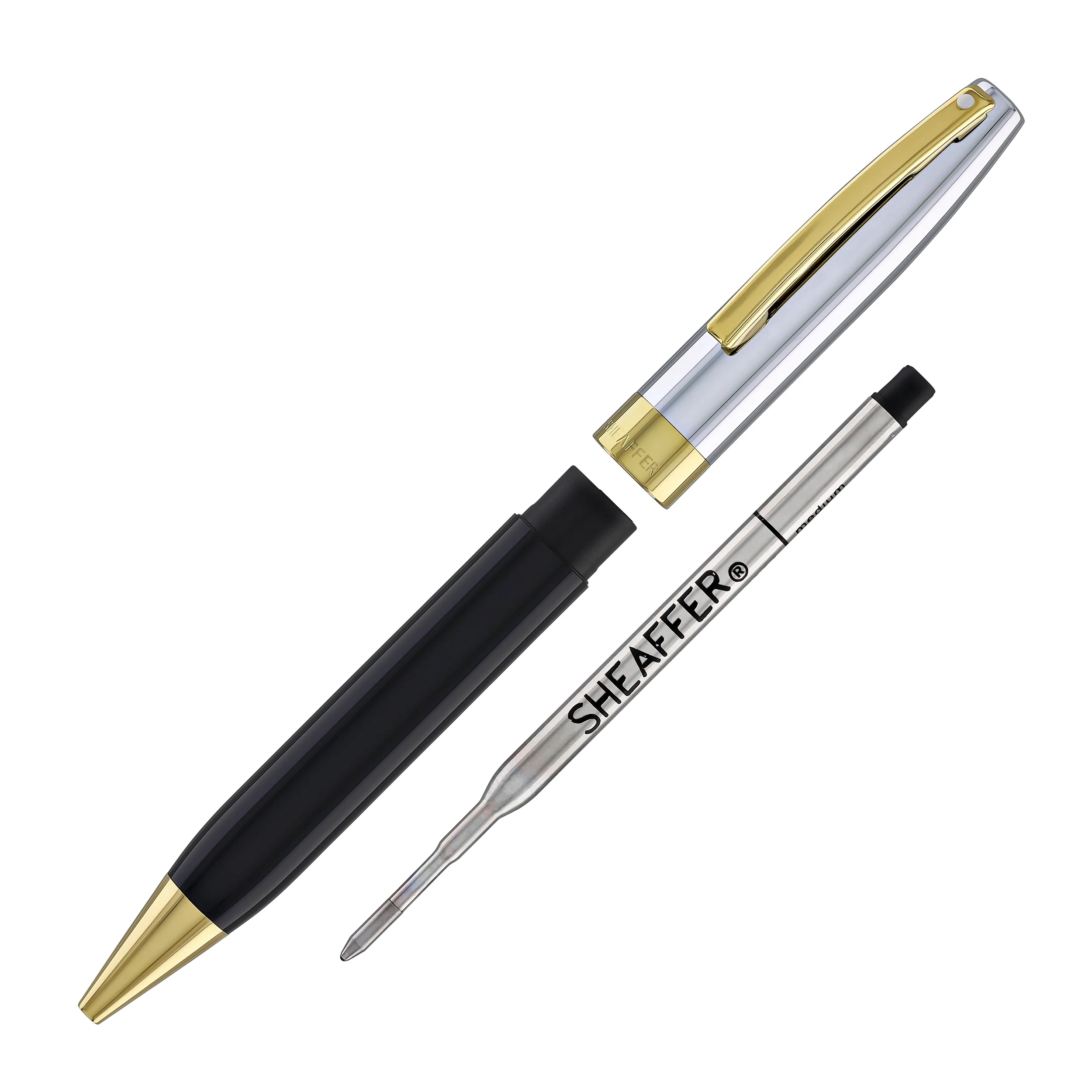 Sheaffer Legacy Ballpoint Pen in Black Lacquer with Chrome Cap 14kt Gold PVD