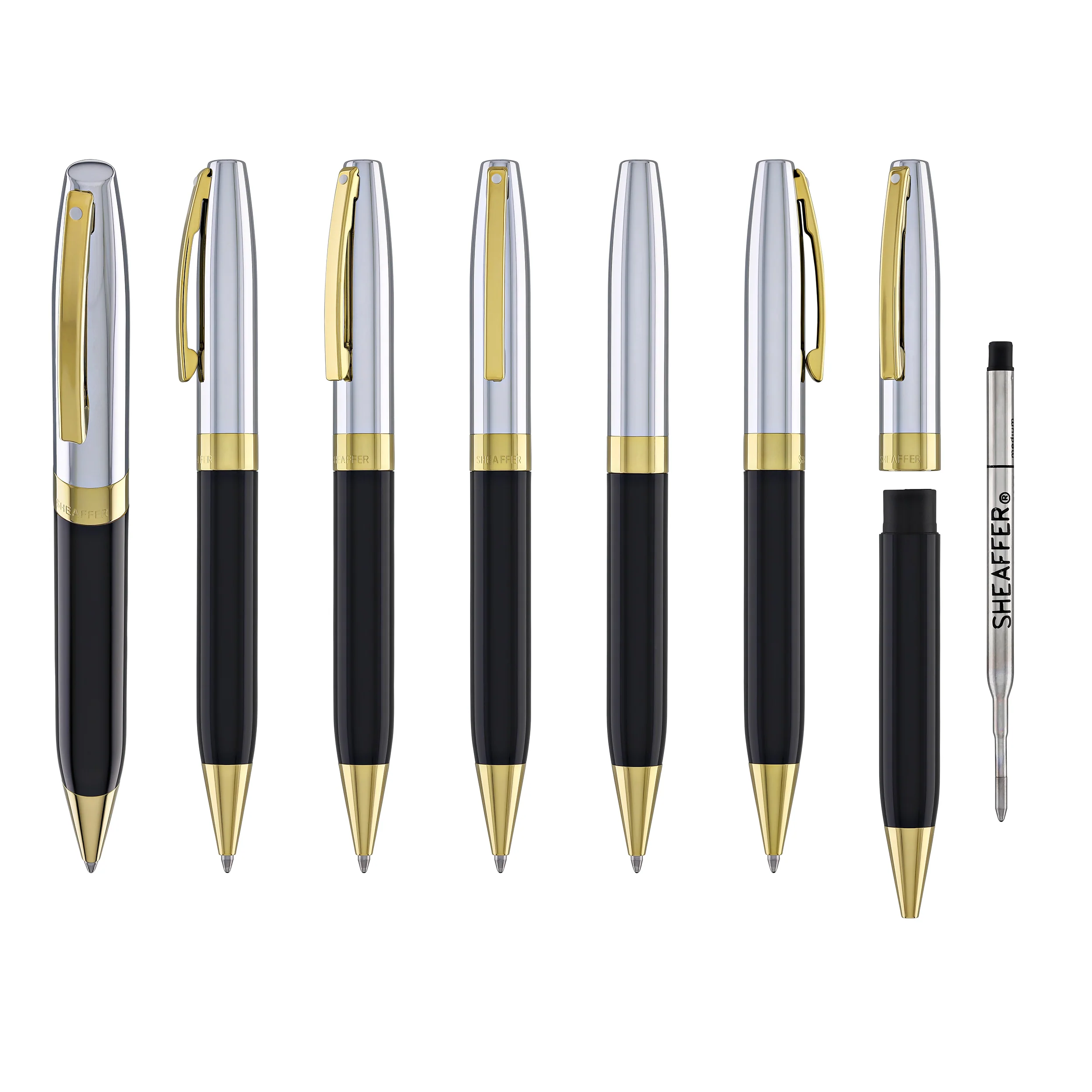 Sheaffer Legacy Ballpoint Pen in Black Lacquer with Chrome Cap 14kt Gold PVD