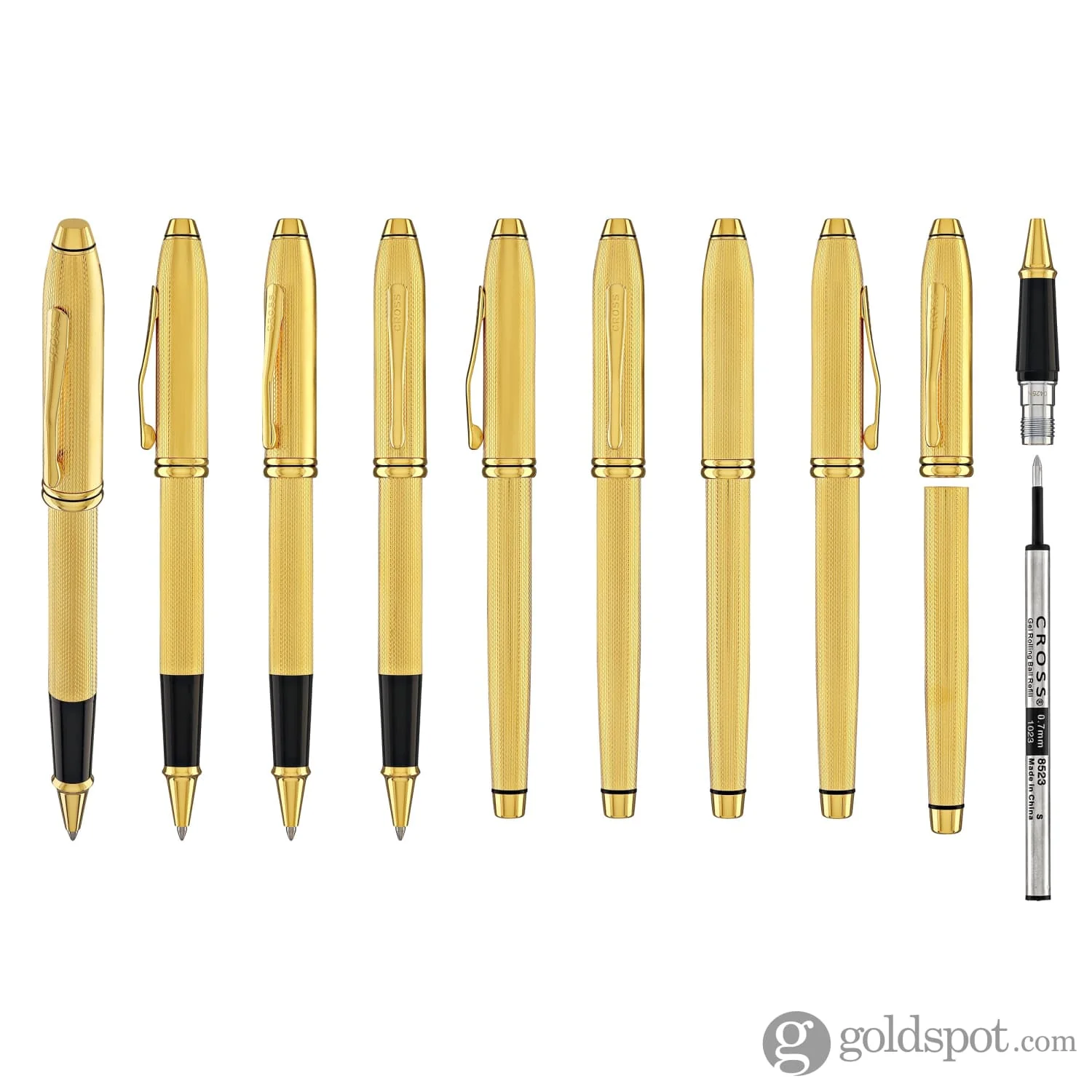 Cross Townsend Rollerball Pen in Polished 23K Gold-Plated Engraved Diamond Pattern