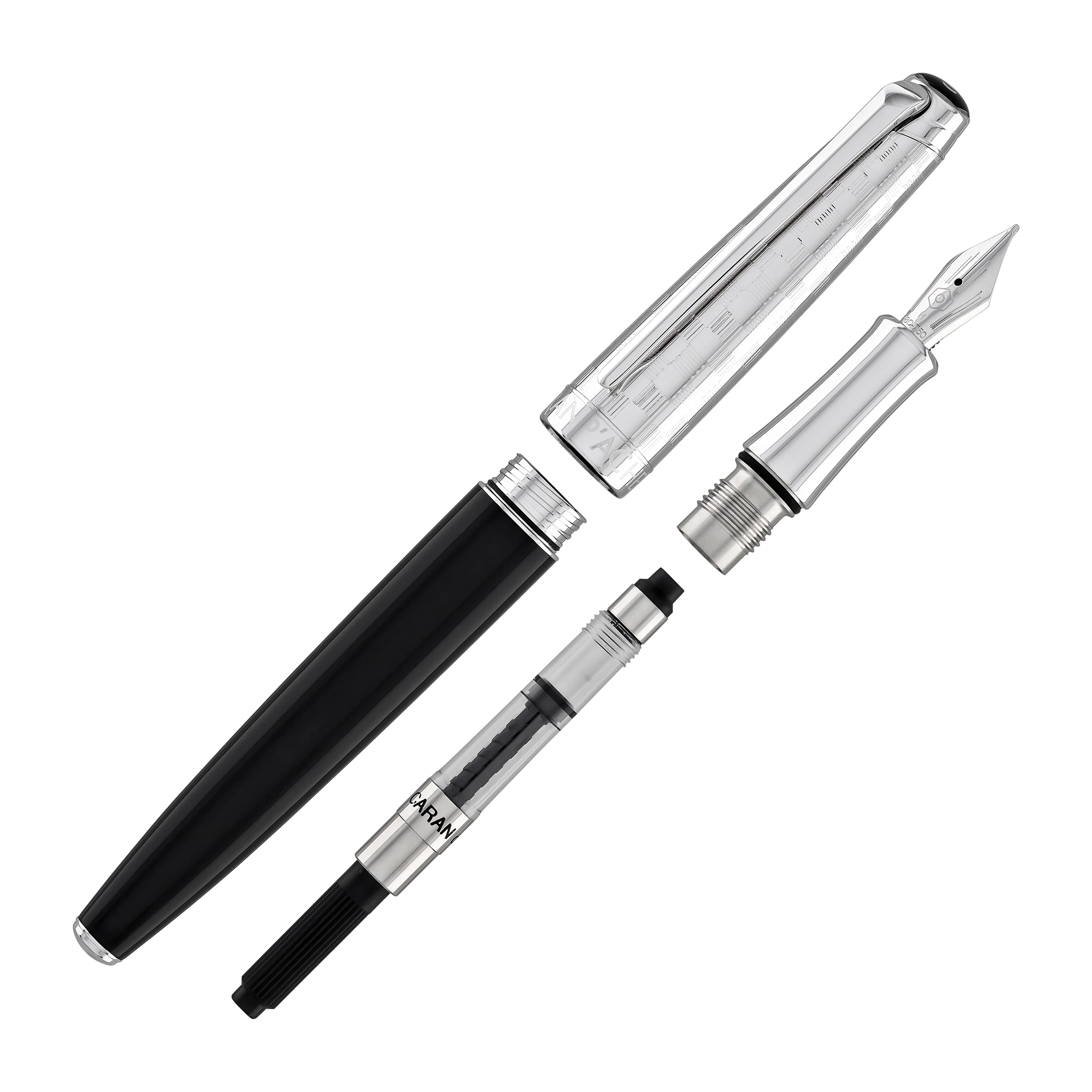 Caran d'Ache Leman Fountain Pen in Damier Gift Set with Leather Case - Special Edition