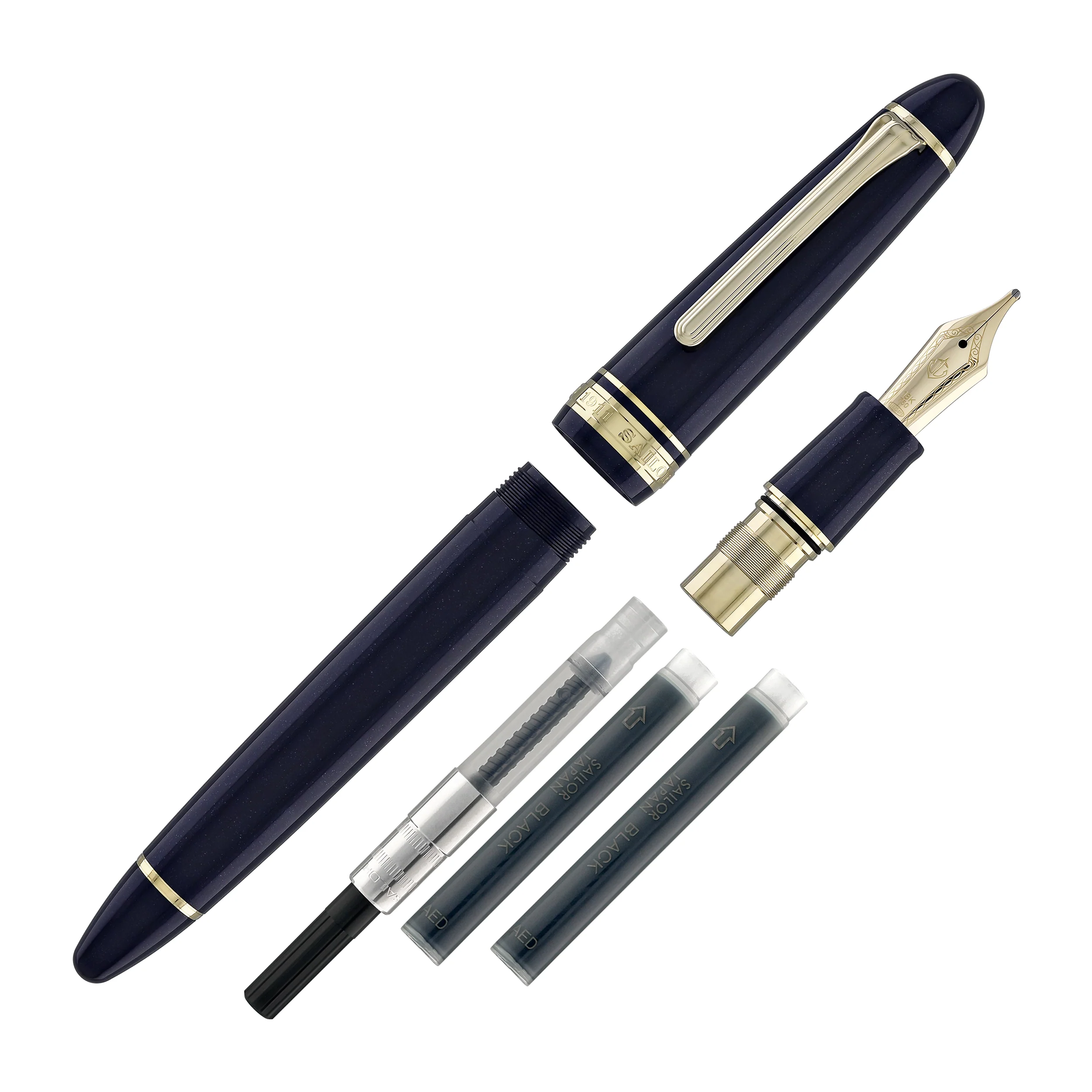 261-sailor-1911-large-fountain-pen-in-shining-blue-18kt-gold-nib-8.webp Sailor 1911 Large Fountain Pen in Shining Blue - 18kt Gold Nib
