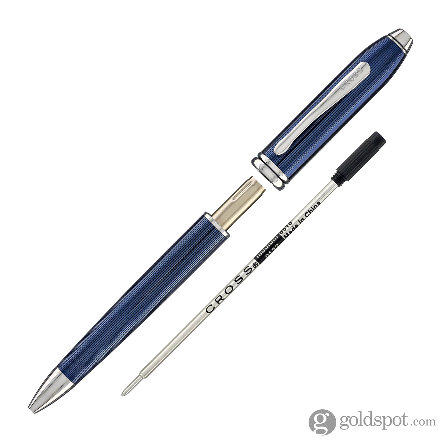 2661-cross-townsend-ballpoint-pen-in-polished-translucent-cobalt-blue-engraved-diamond-pattern-6.jpg Cross Townsend Ballpoint Pen in Polished Translucent Cobalt Blue Engraved Diamond Pattern