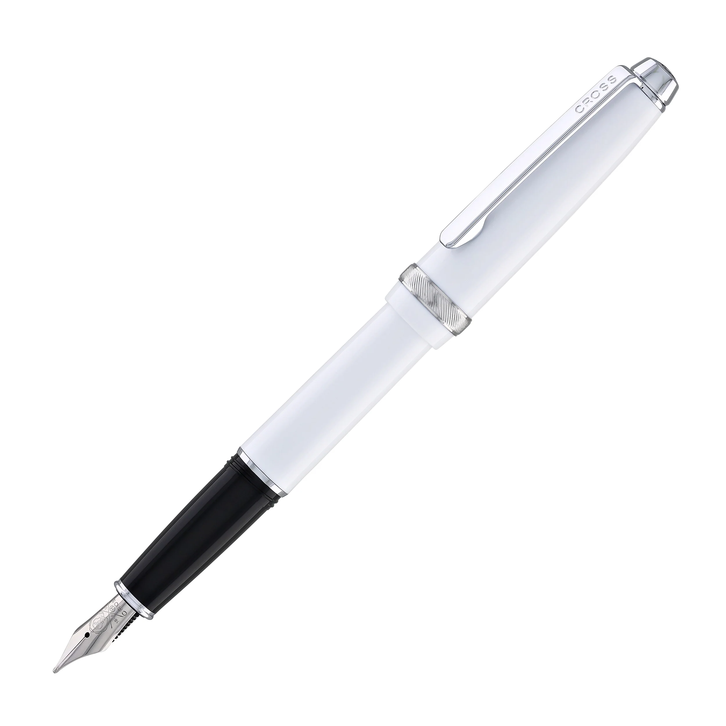 Cross Lume Fountain Pen in Porcelain White with Polished Chrome Appointments - Medium Nib