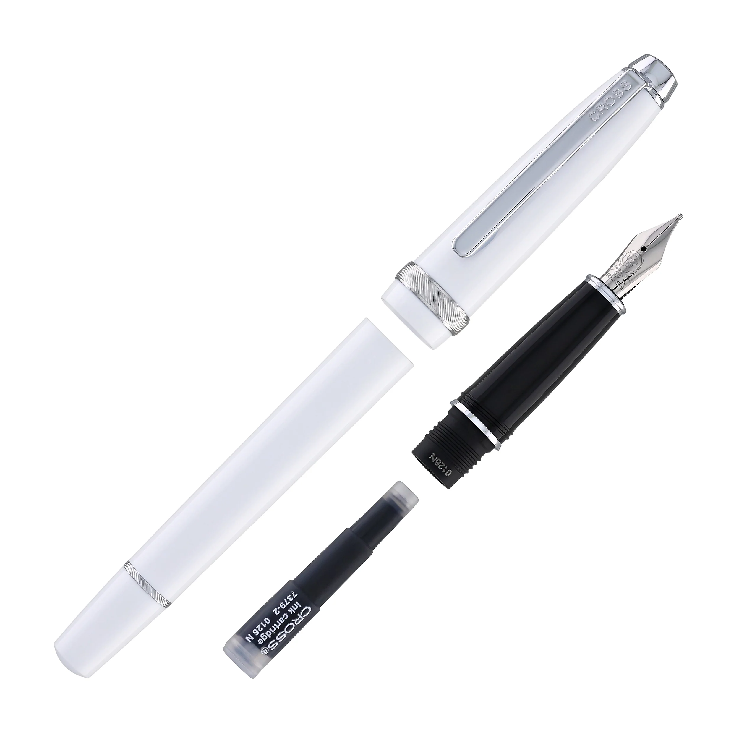 Cross Lume Fountain Pen in Porcelain White with Polished Chrome Appointments - Medium Nib