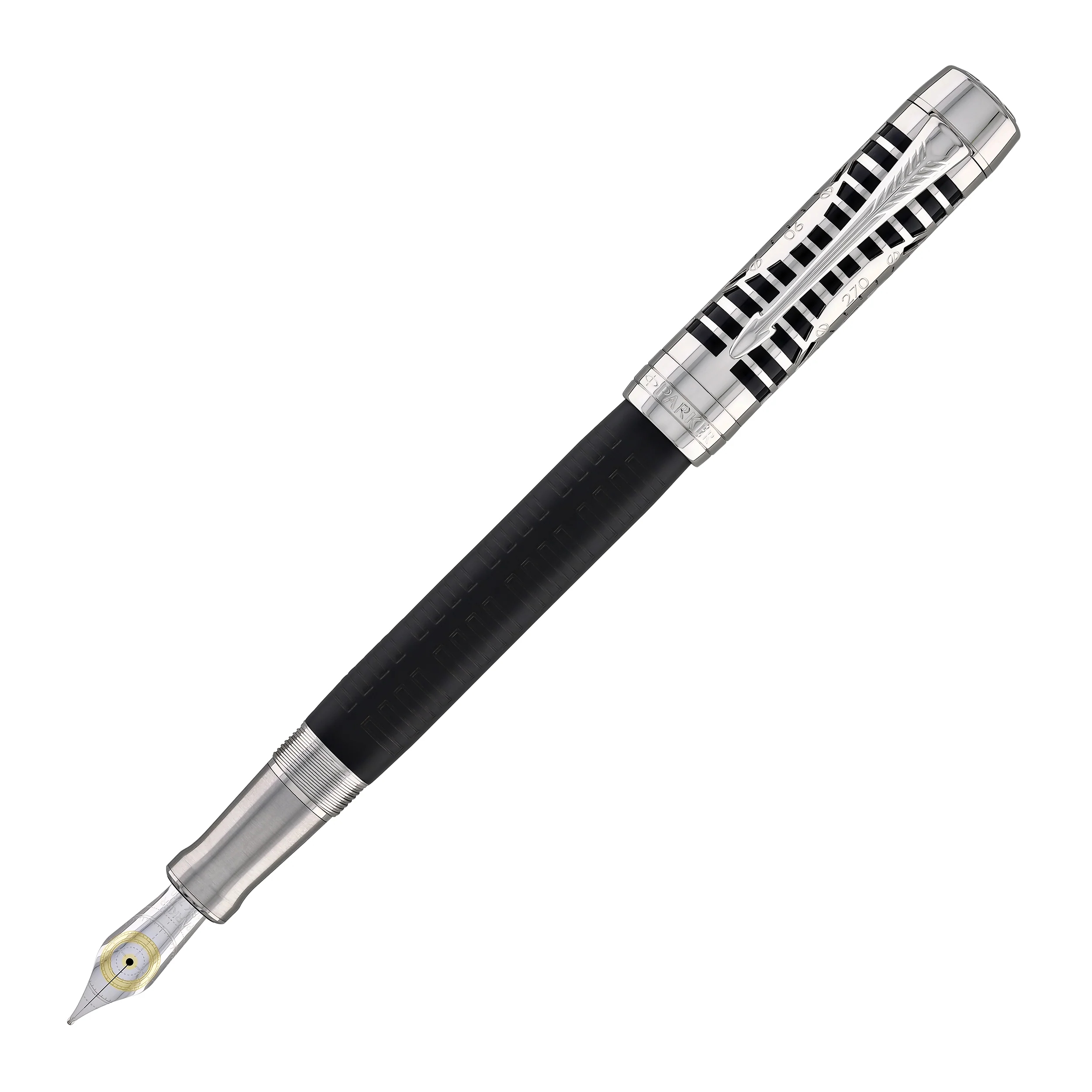 Parker Duofold Legacy of Flight Fountain Pen in Matte Black with Palladium Trim - 18K Gold