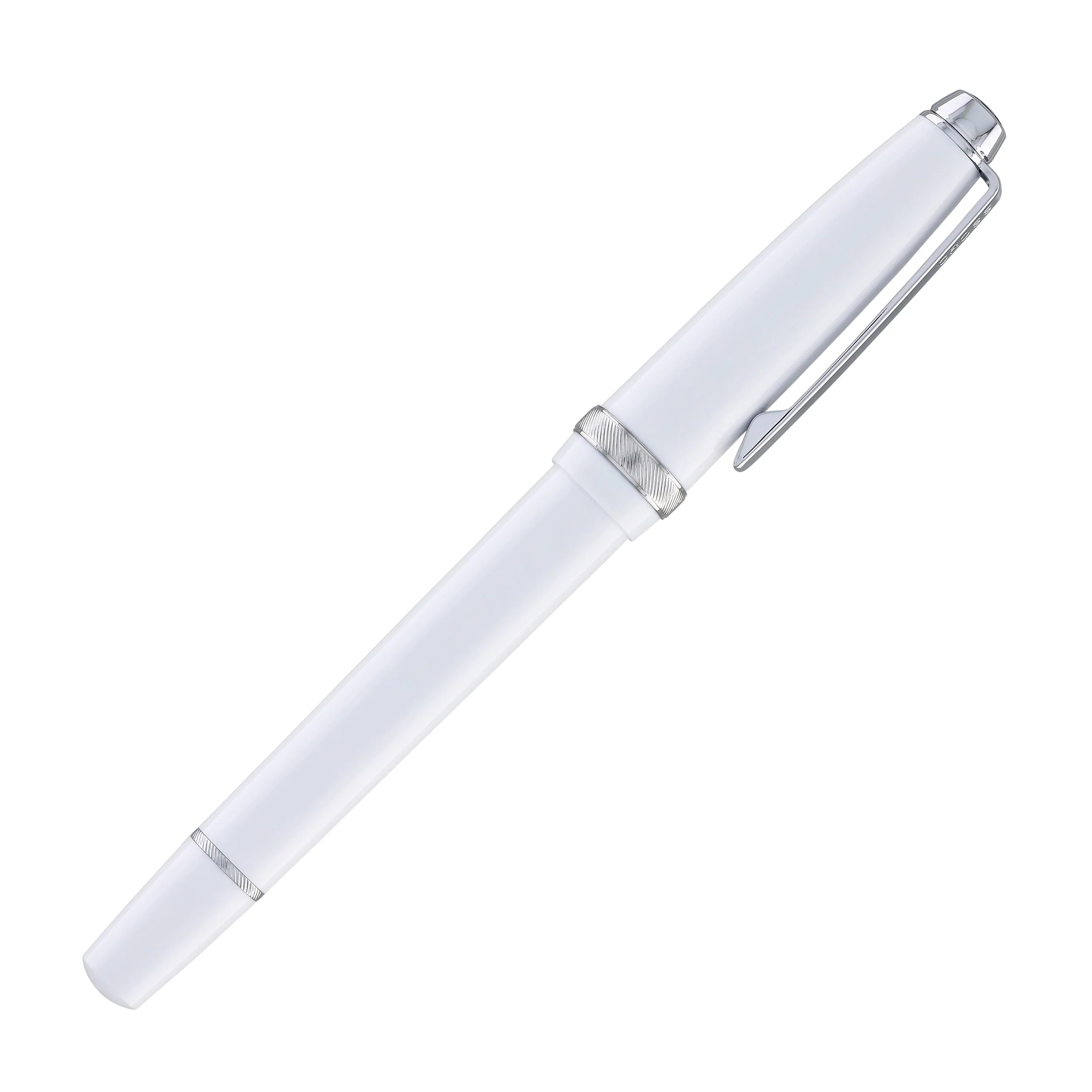 Cross Lume Fountain Pen in Porcelain White with Polished Chrome Appointments - Medium Nib