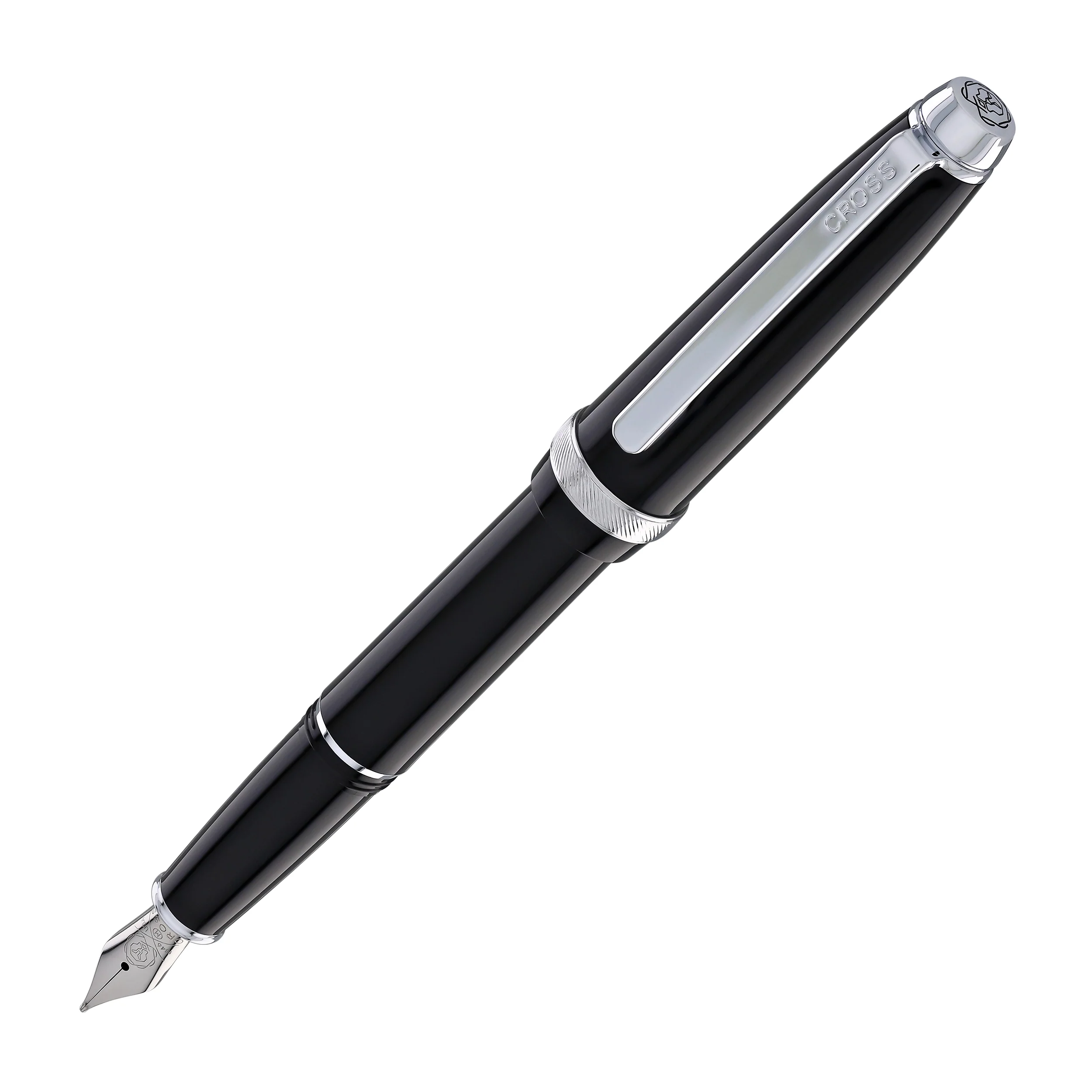 Cross Lume Fountain Pen in Obsidian Black with Polished Chrome Appointments - Medium Nib