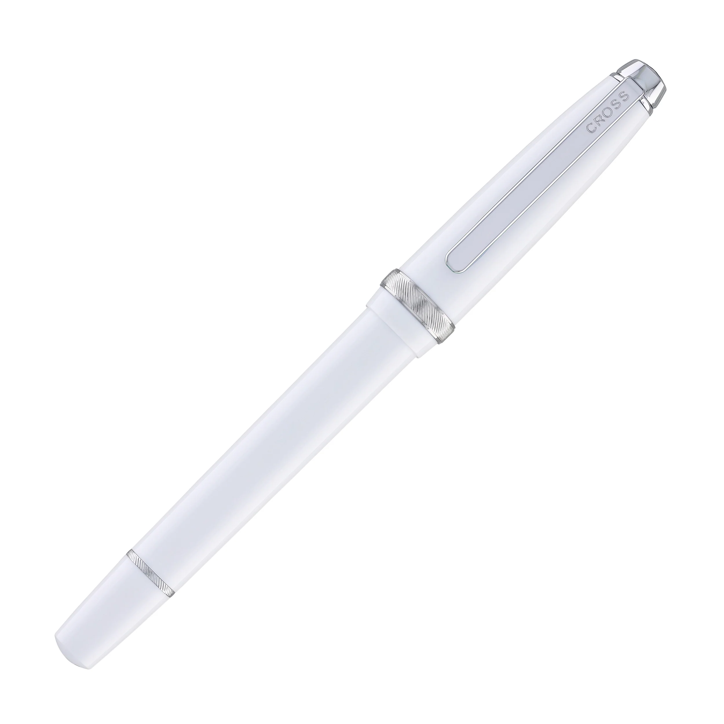 Cross Lume Fountain Pen in Porcelain White with Polished Chrome Appointments - Medium Nib