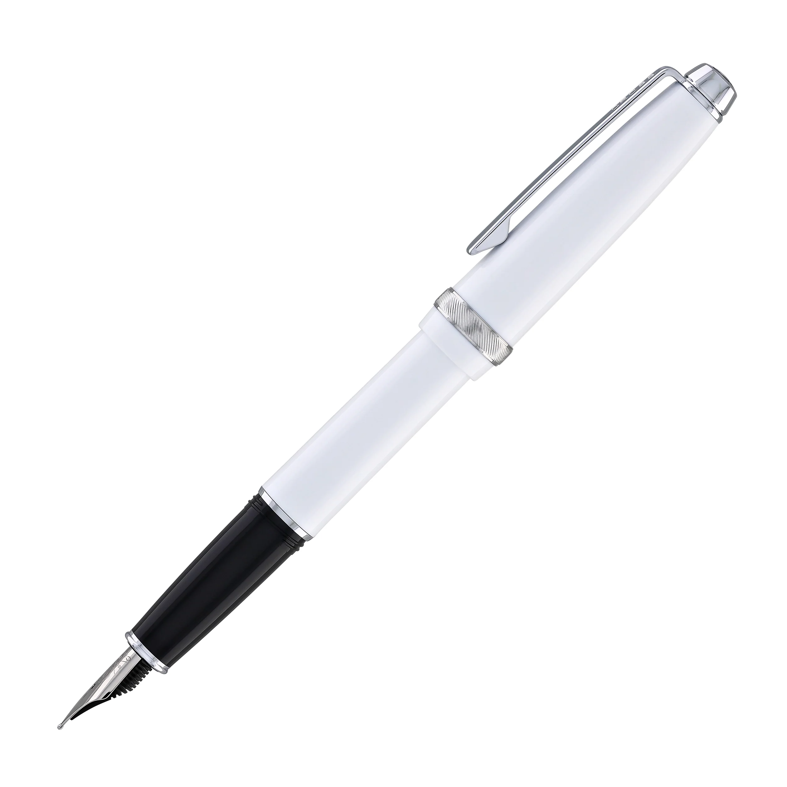 Cross Lume Fountain Pen in Porcelain White with Polished Chrome Appointments - Medium Nib