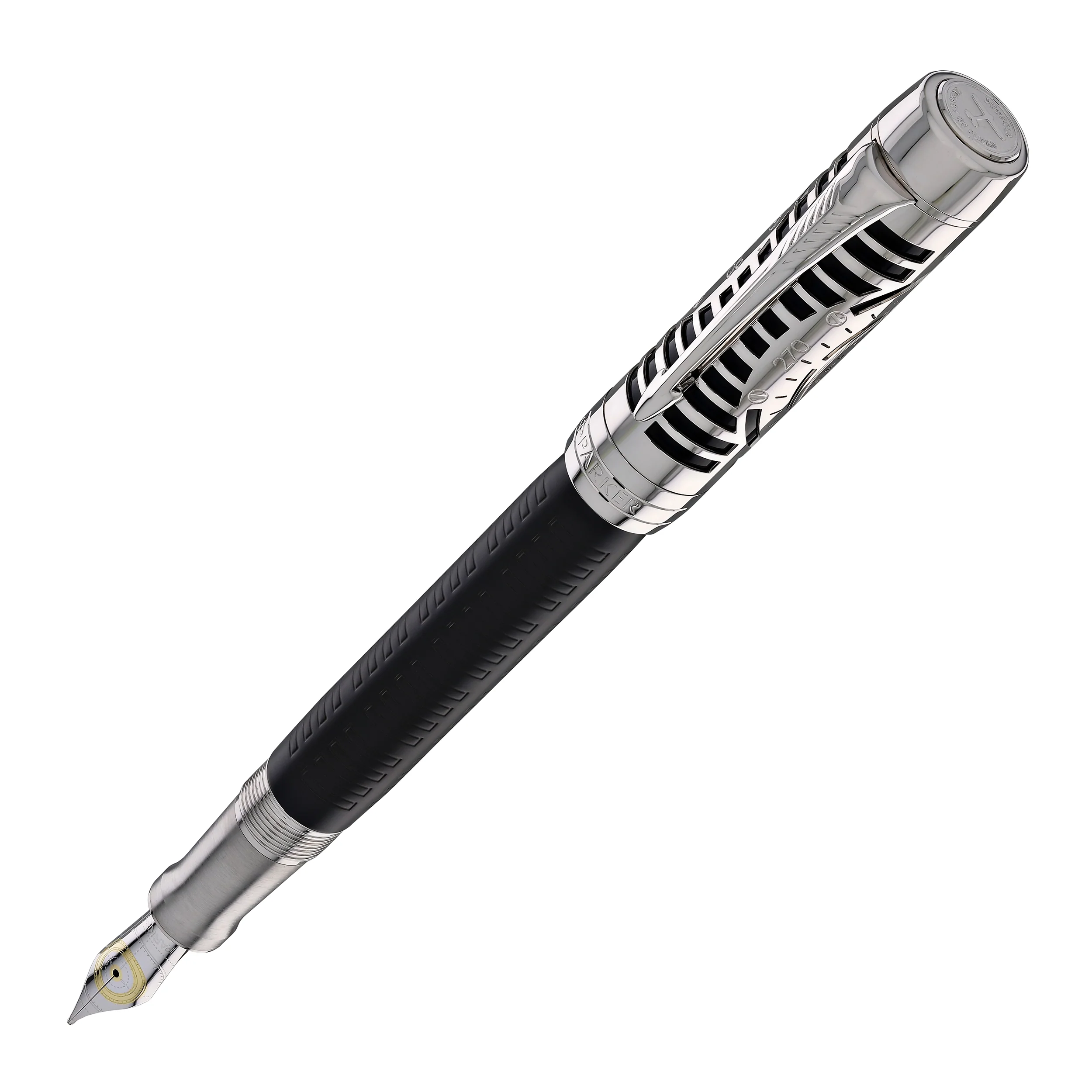 Parker Duofold Legacy of Flight Fountain Pen in Matte Black with Palladium Trim - 18K Gold
