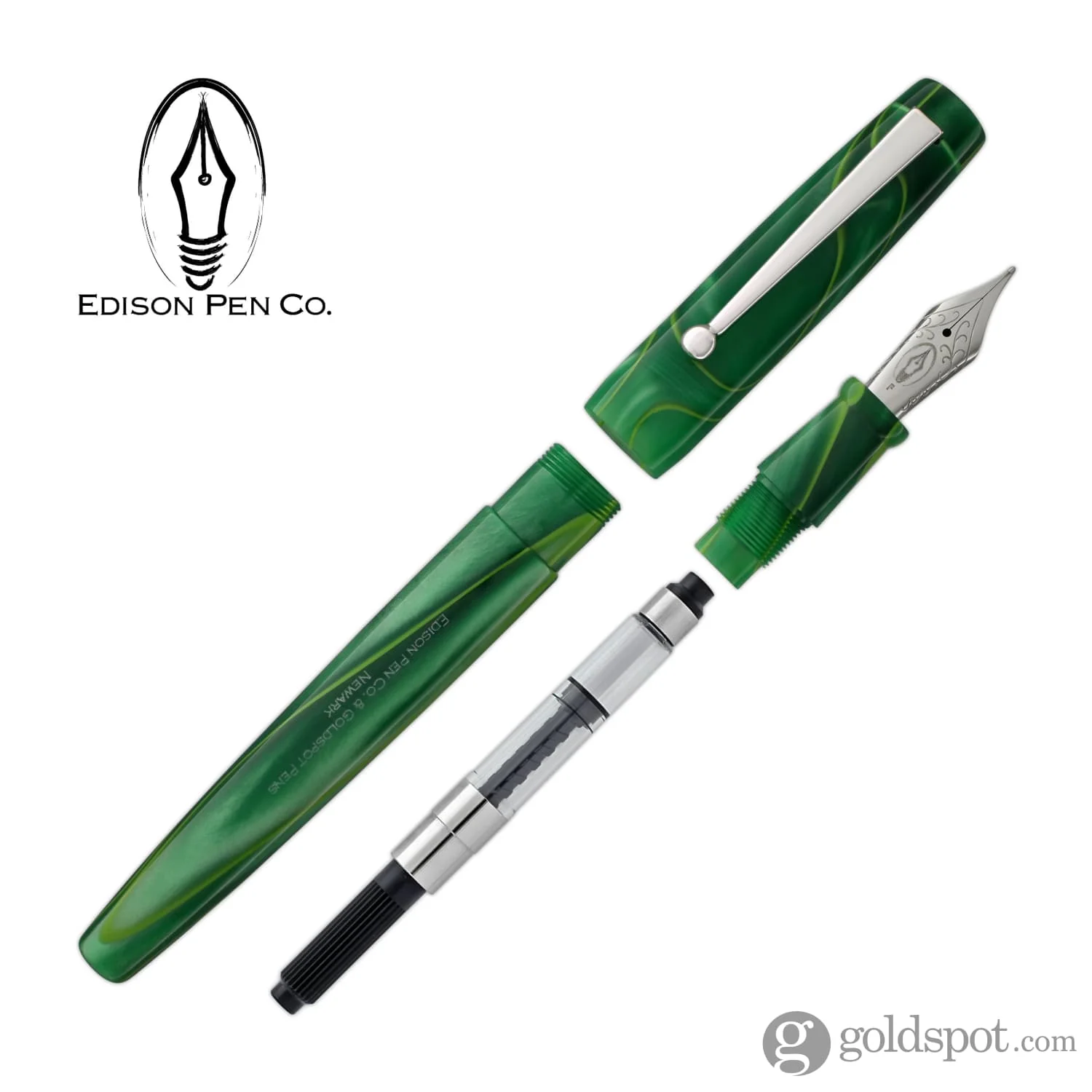 Edison x Goldspot Pens Newark Fountain Pen in AC High Voltage Green