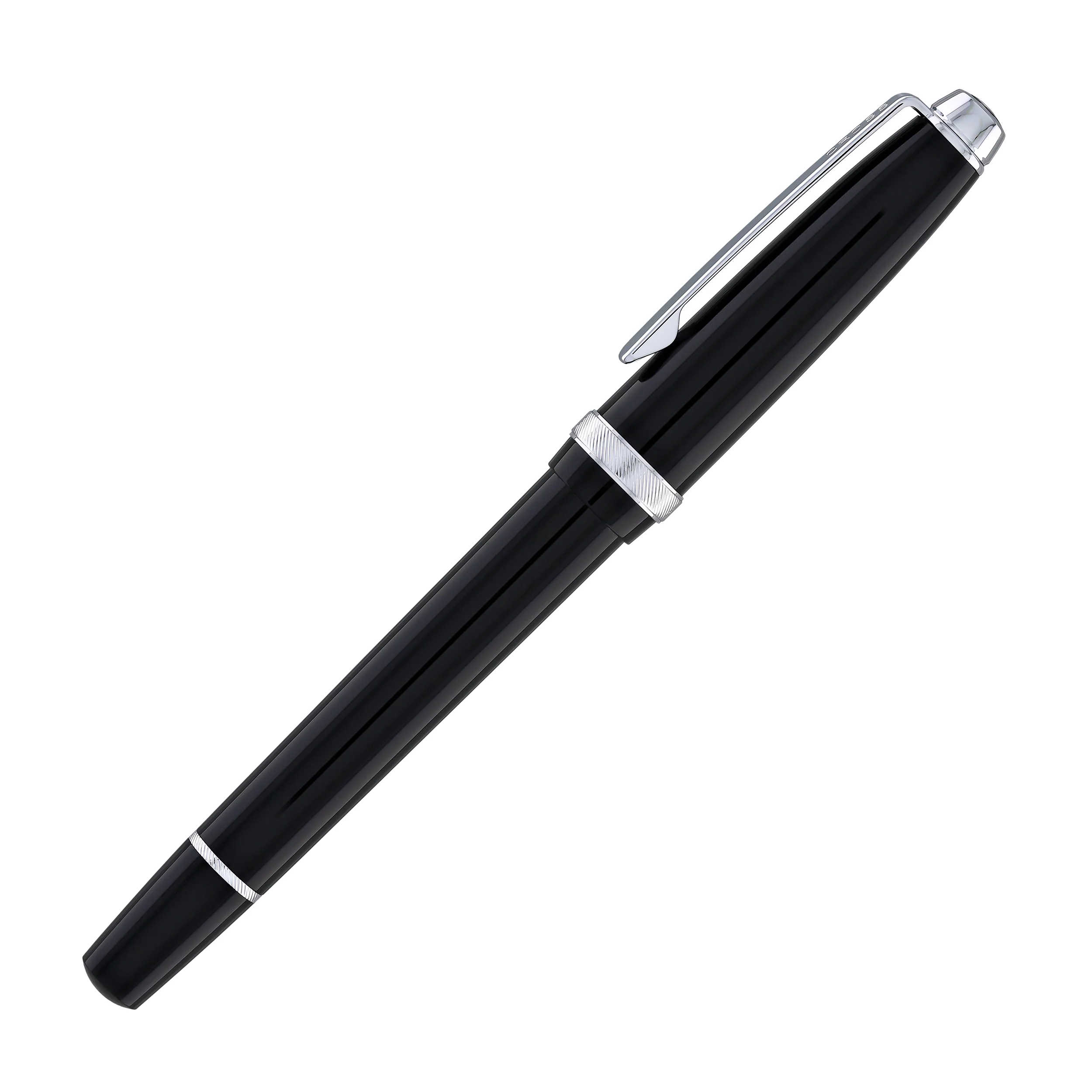 Cross Lume Fountain Pen in Obsidian Black with Polished Chrome Appointments - Medium Nib