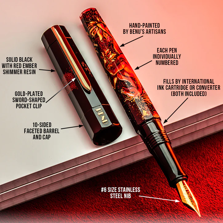 341-benu-euphoria-handpainted-fountain-pen-in-fire-horse-limited-edition-12.webp Benu Euphoria Handpainted Fountain Pen in Fire Horse - Limited Edition