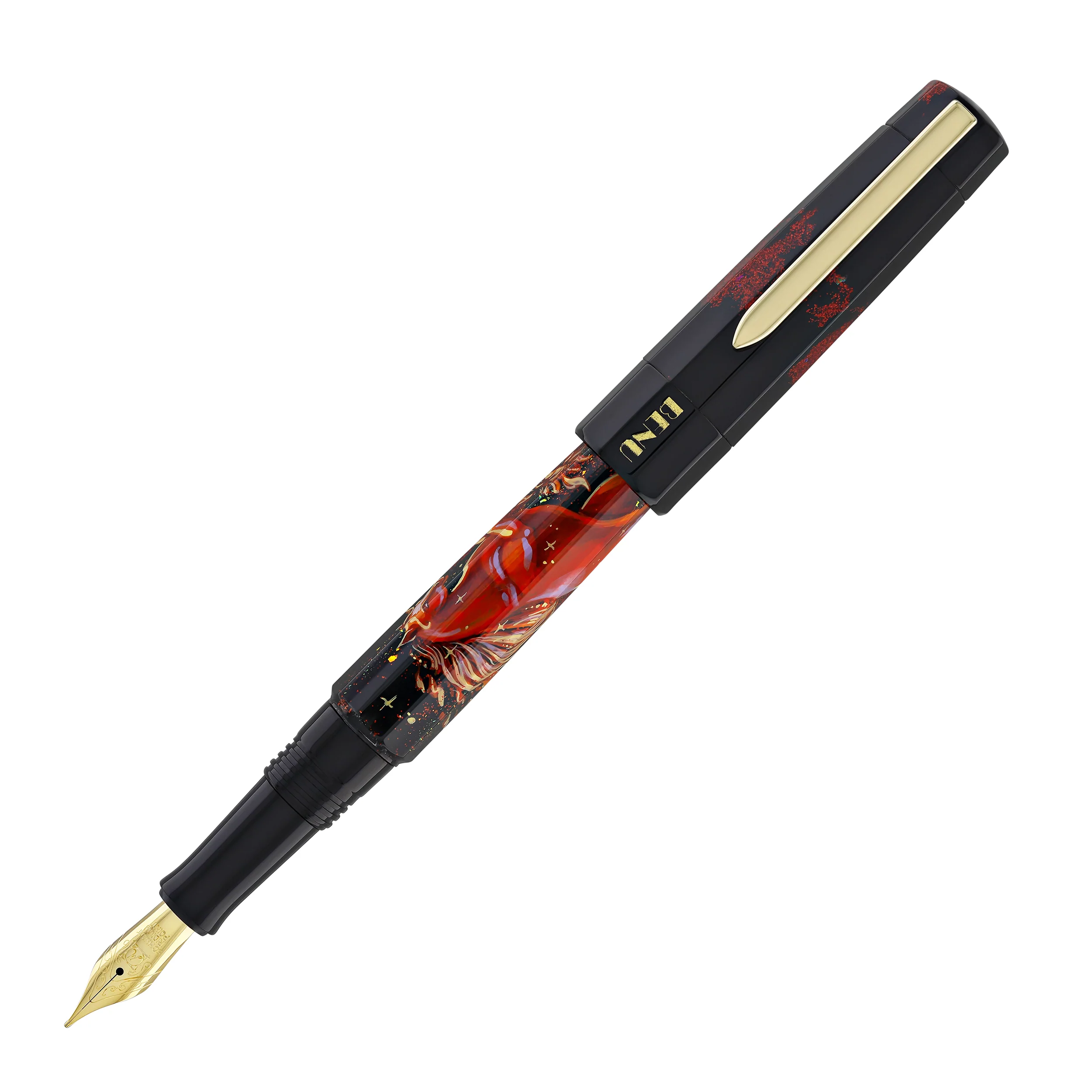 341-benu-euphoria-handpainted-fountain-pen-in-fire-horse-limited-edition-3.webp Benu Euphoria Handpainted Fountain Pen in Fire Horse - Limited Edition