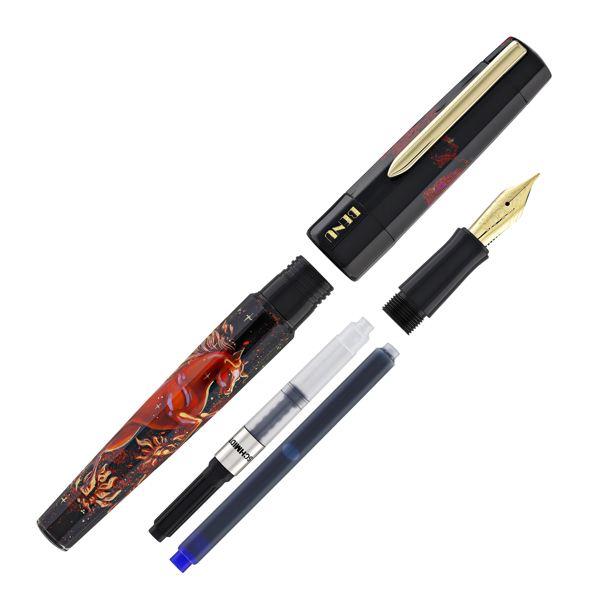 341-benu-euphoria-handpainted-fountain-pen-in-fire-horse-limited-edition-8.webp Benu Euphoria Handpainted Fountain Pen in Fire Horse - Limited Edition