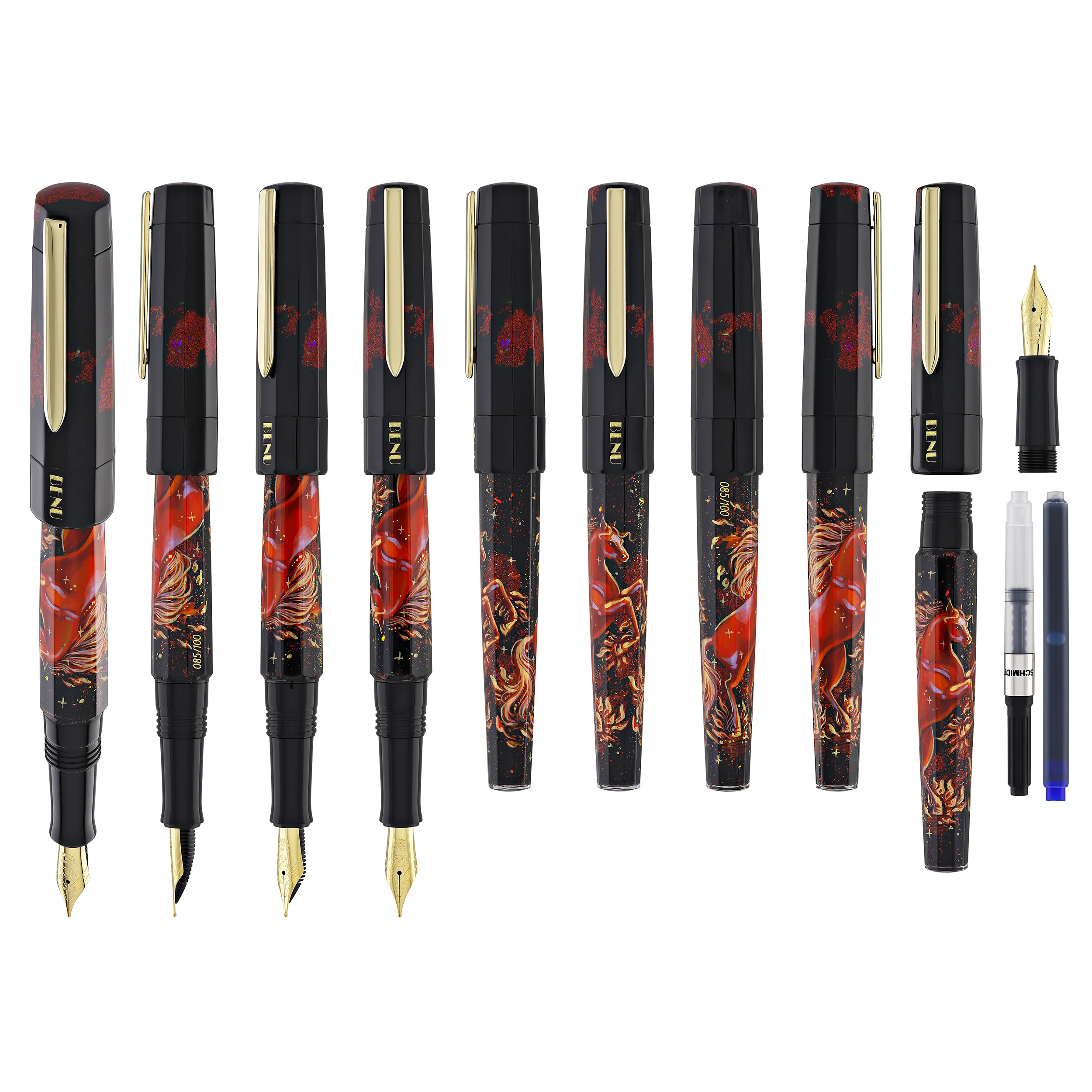 341-benu-euphoria-handpainted-fountain-pen-in-fire-horse-limited-edition-9.webp Benu Euphoria Handpainted Fountain Pen in Fire Horse - Limited Edition
