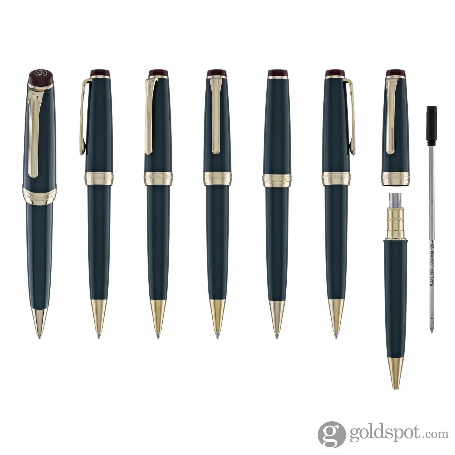 Sailor Pro Gear Slim Shikiori Noyama No Uta Ballpoint Pen in Pheasant's Treble - "Kiji" with Gold Trim