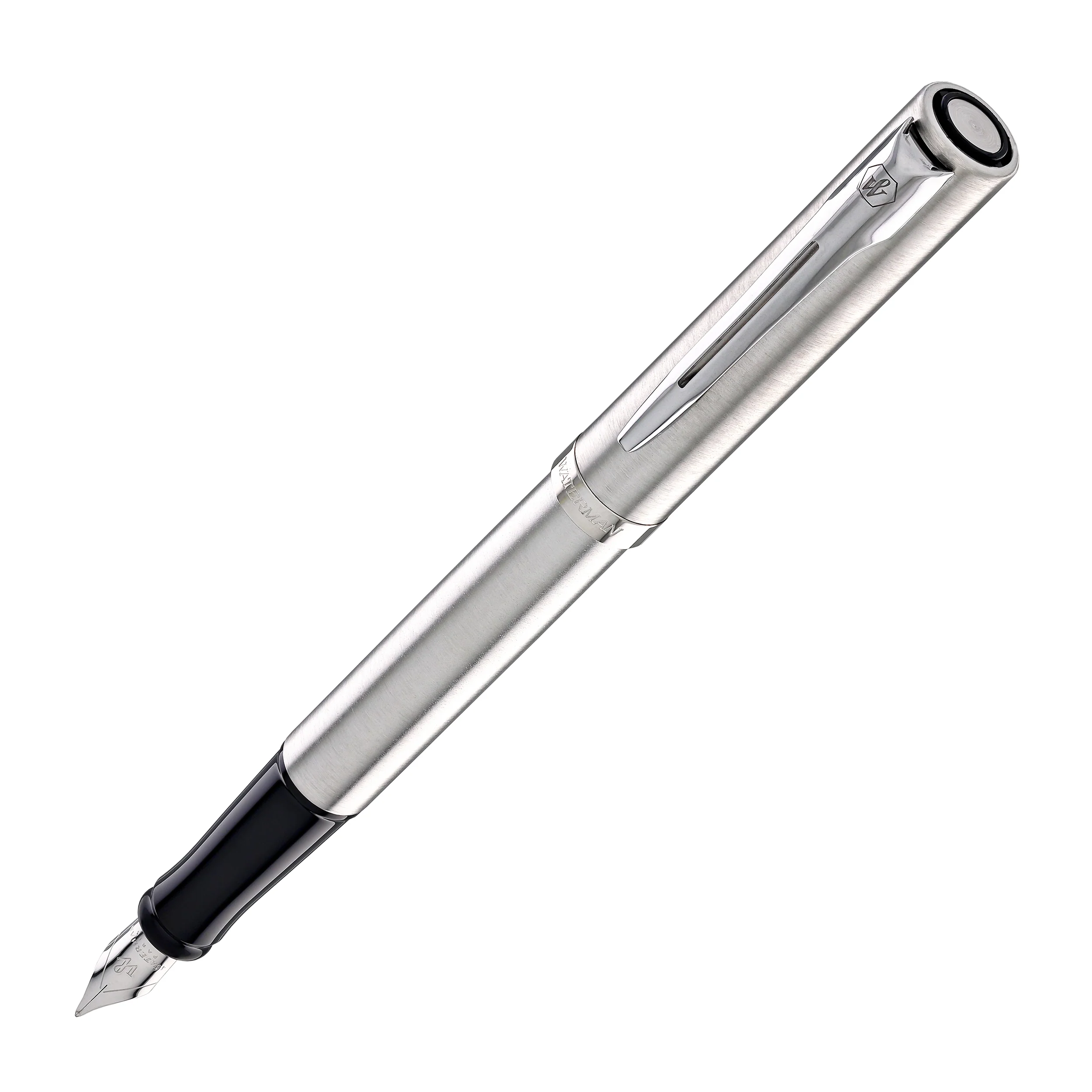 3607-waterman-impression-fountain-pen-in-stainless-steel-with-palladium-coated-fine-point-1.webp Waterman Impression Fountain Pen in Stainless Steel with Palladium Coated - Fine Point