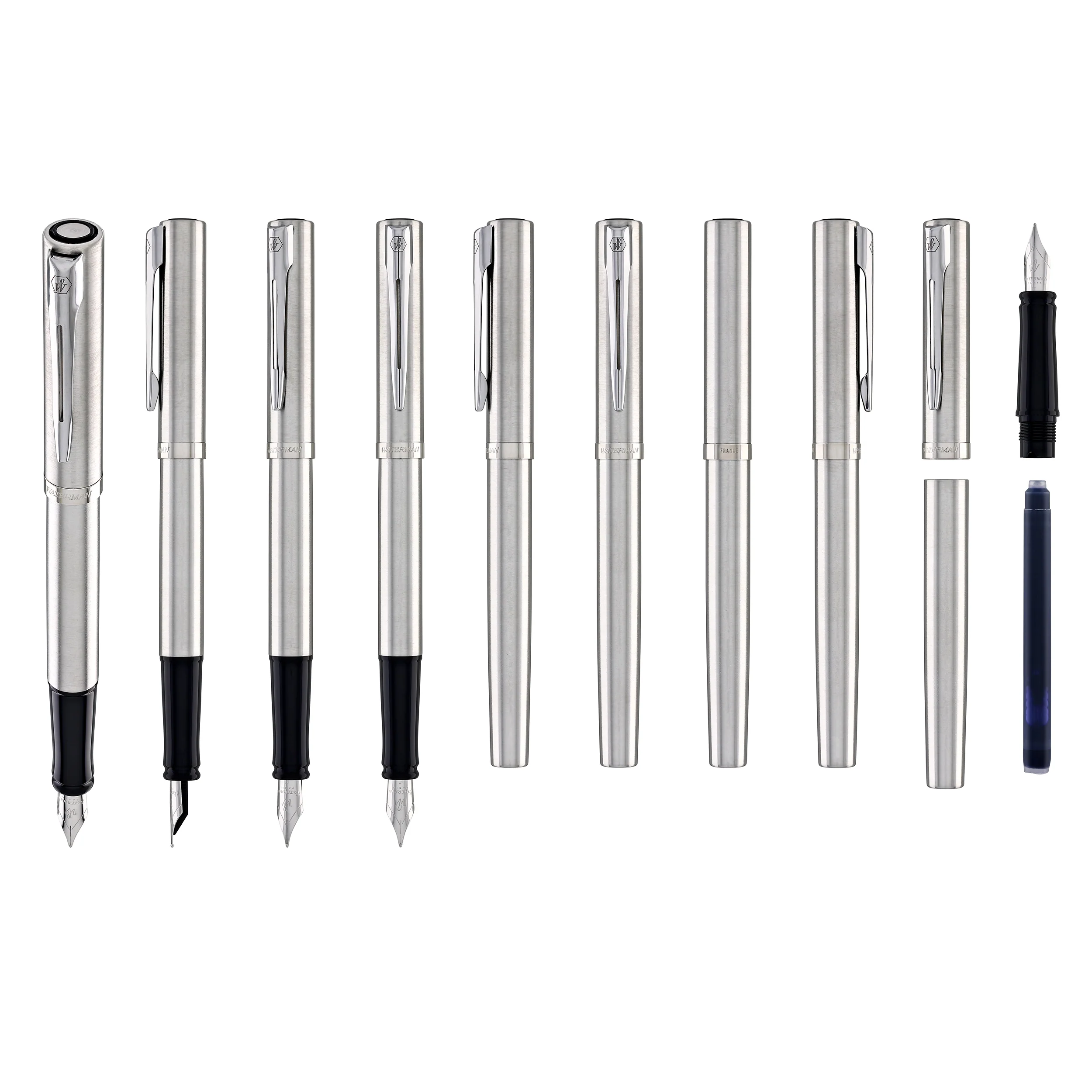 3617-waterman-impression-fountain-pen-in-stainless-steel-with-palladium-coated-fine-point-9.webp Waterman Impression Fountain Pen in Stainless Steel with Palladium Coated - Fine Point
