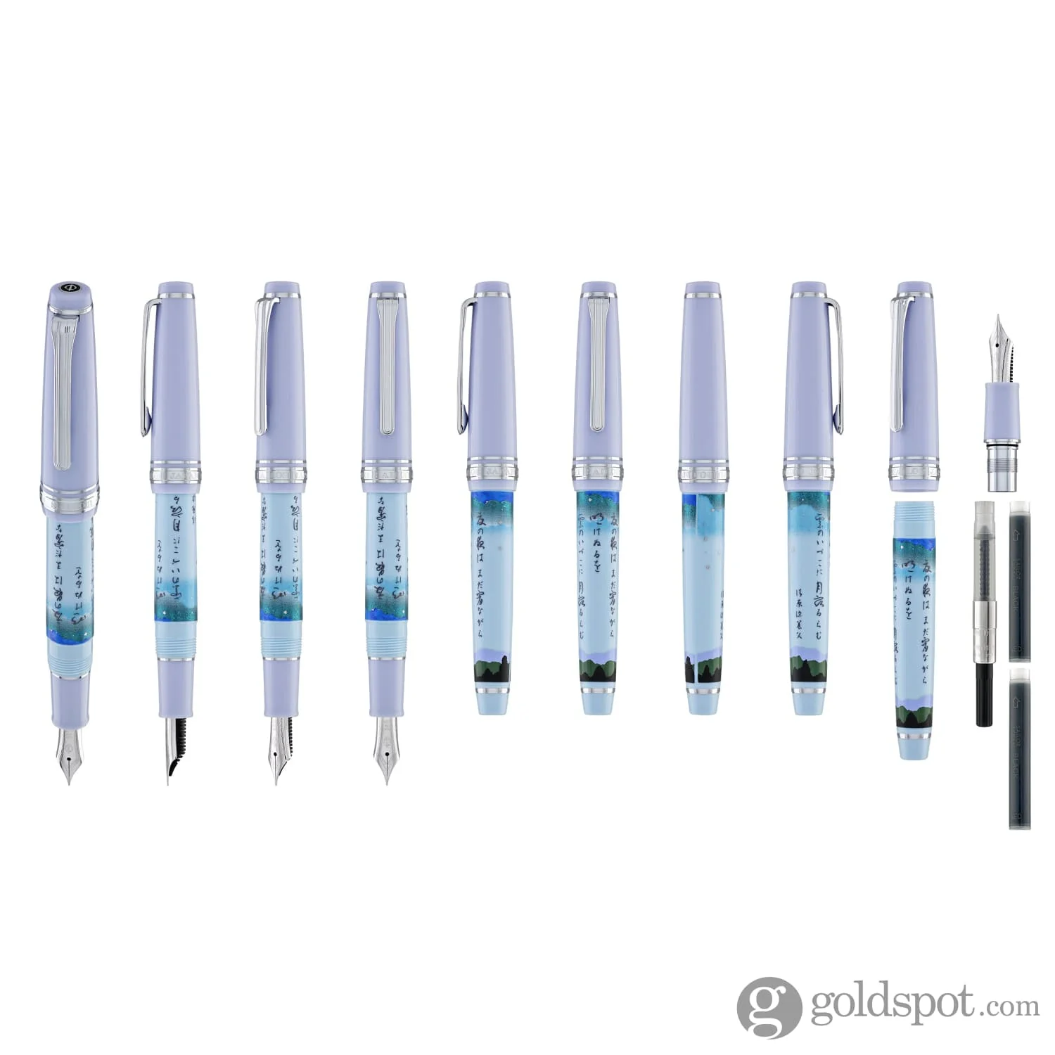 3706-sailor-professional-gear-slim-seasonal-waka-poetry-fountain-pen-in-summer-14k-gold-with-rhodium-plating-9.webp Sailor Professional Gear Slim Seasonal Waka Poetry Fountain Pen in Summer - 14K Gold with Rhodium Plating