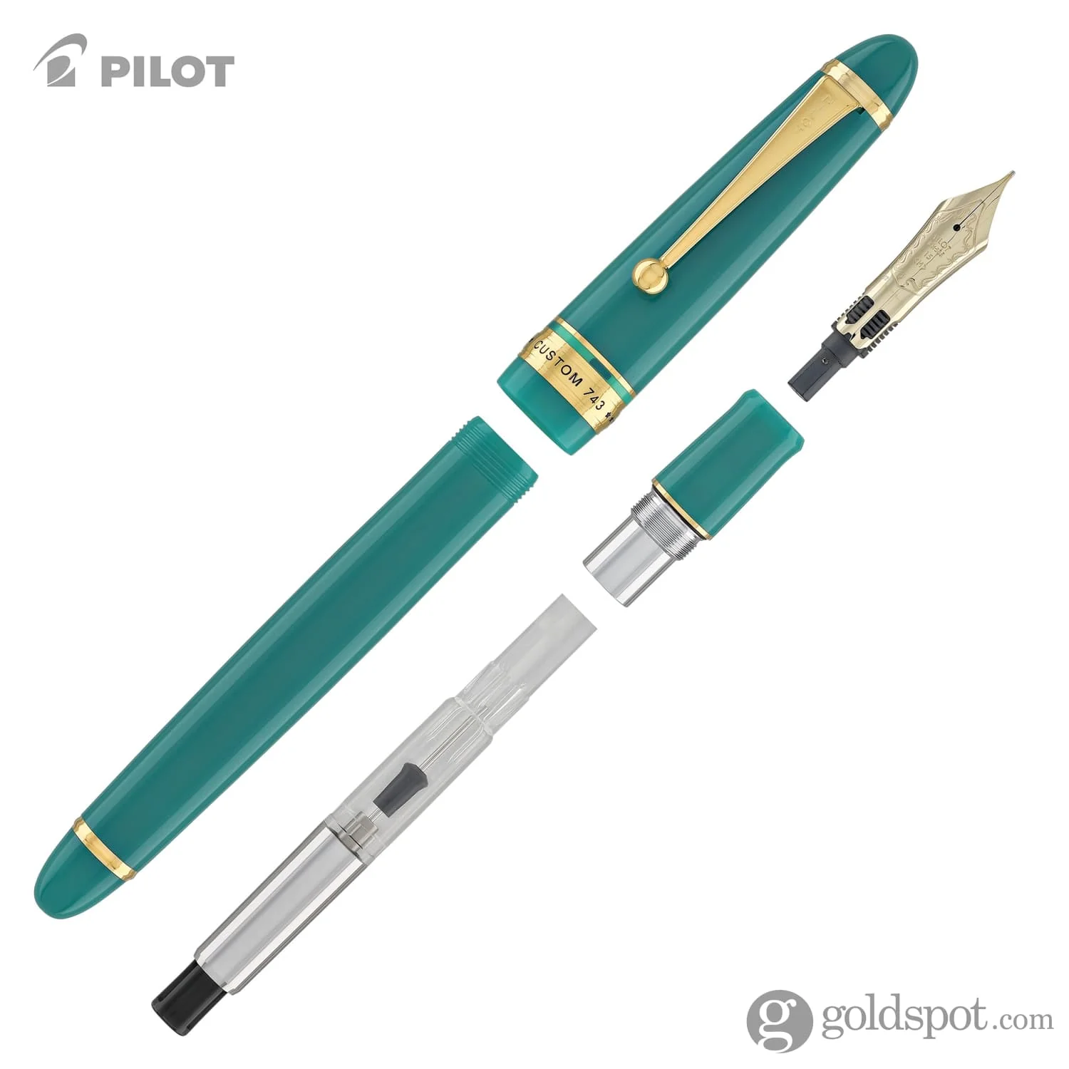 3817-pilot-custom-743-fountain-pen-in-verdigris-green-14k-gold-7.webp Pilot Custom 743 Fountain Pen in Verdigris (Green) - 14K Gold