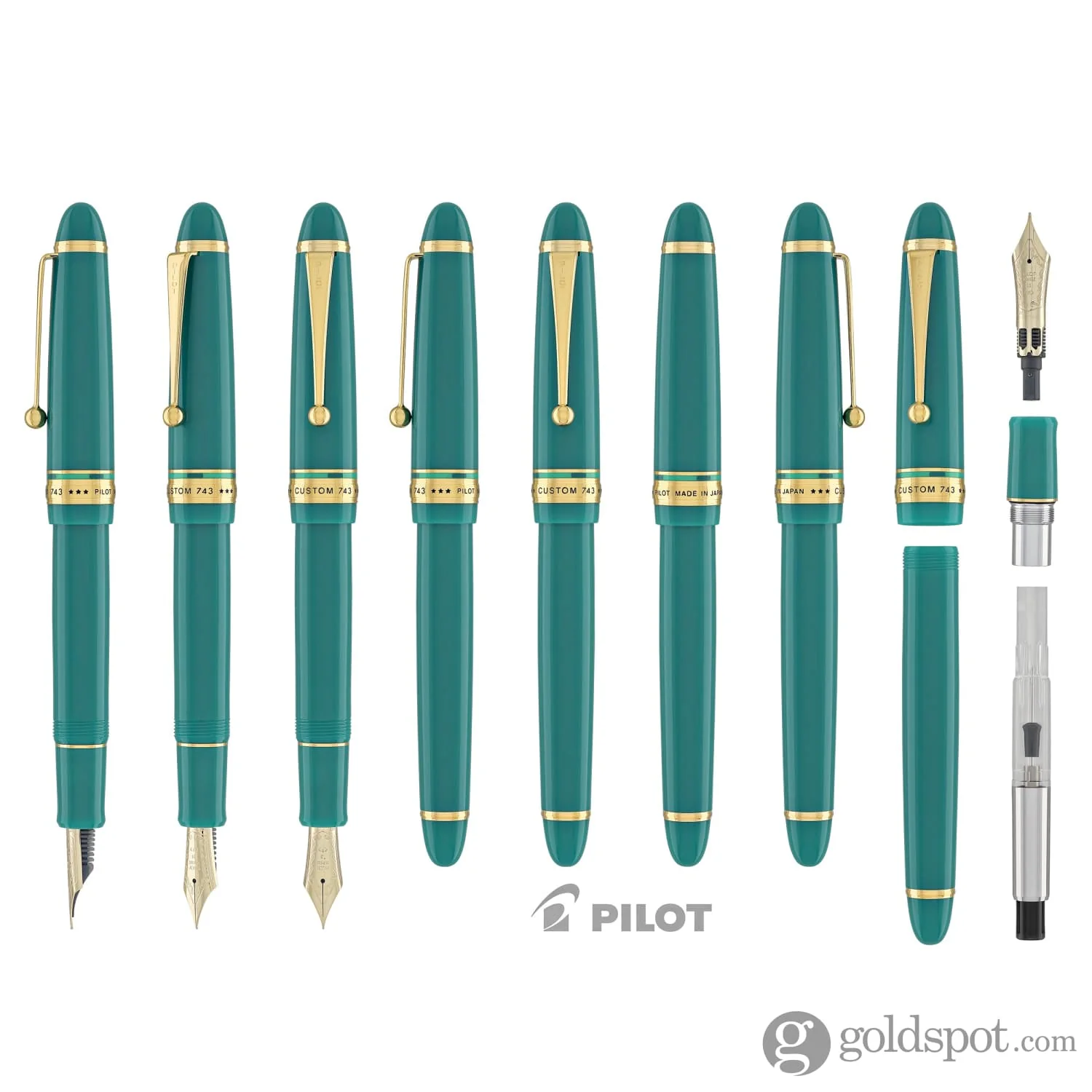 3817-pilot-custom-743-fountain-pen-in-verdigris-green-14k-gold-8.webp Pilot Custom 743 Fountain Pen in Verdigris (Green) - 14K Gold