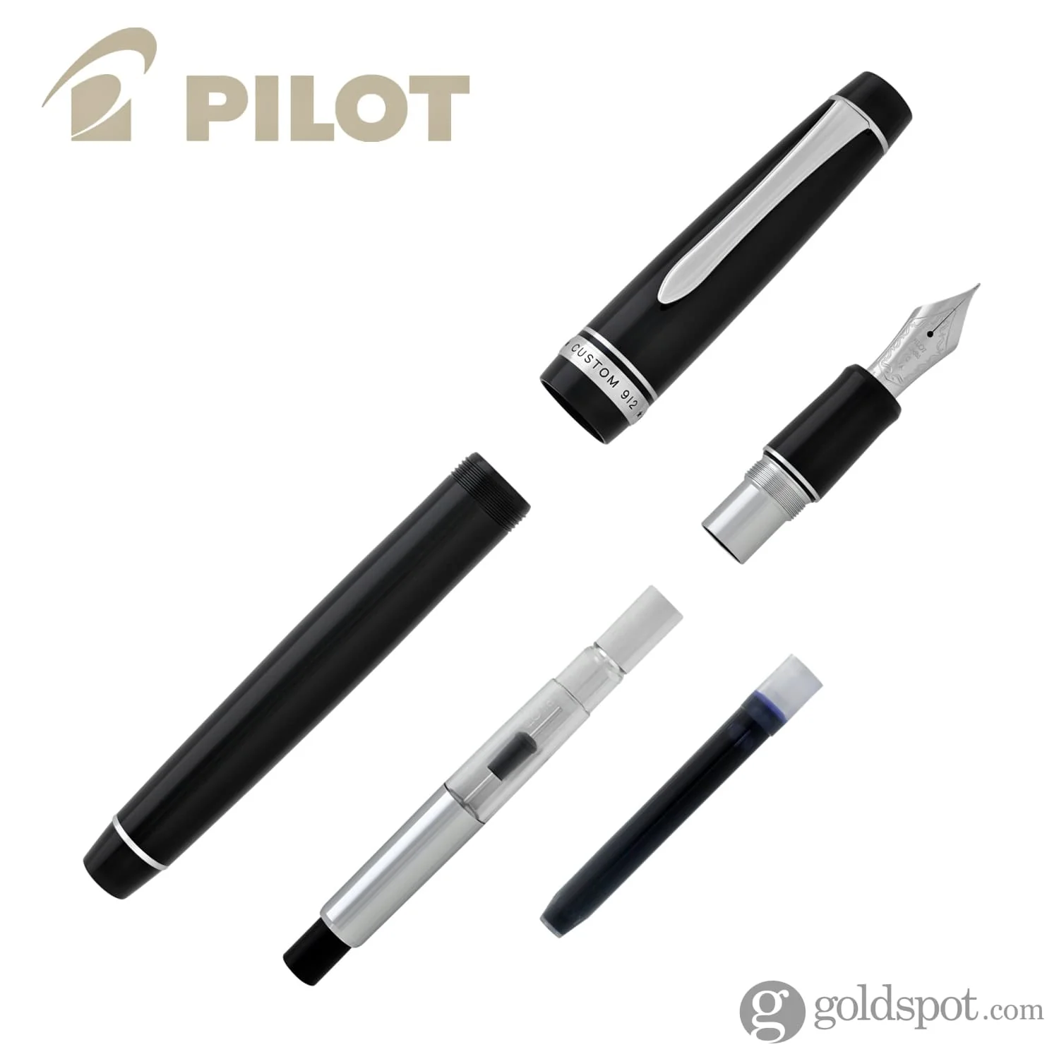 3828-pilot-custom-912-fountain-pen-in-black-rhodium-14k-gold-7.webp Pilot Custom 912 Fountain Pen in Black & Rhodium - 14K Gold
