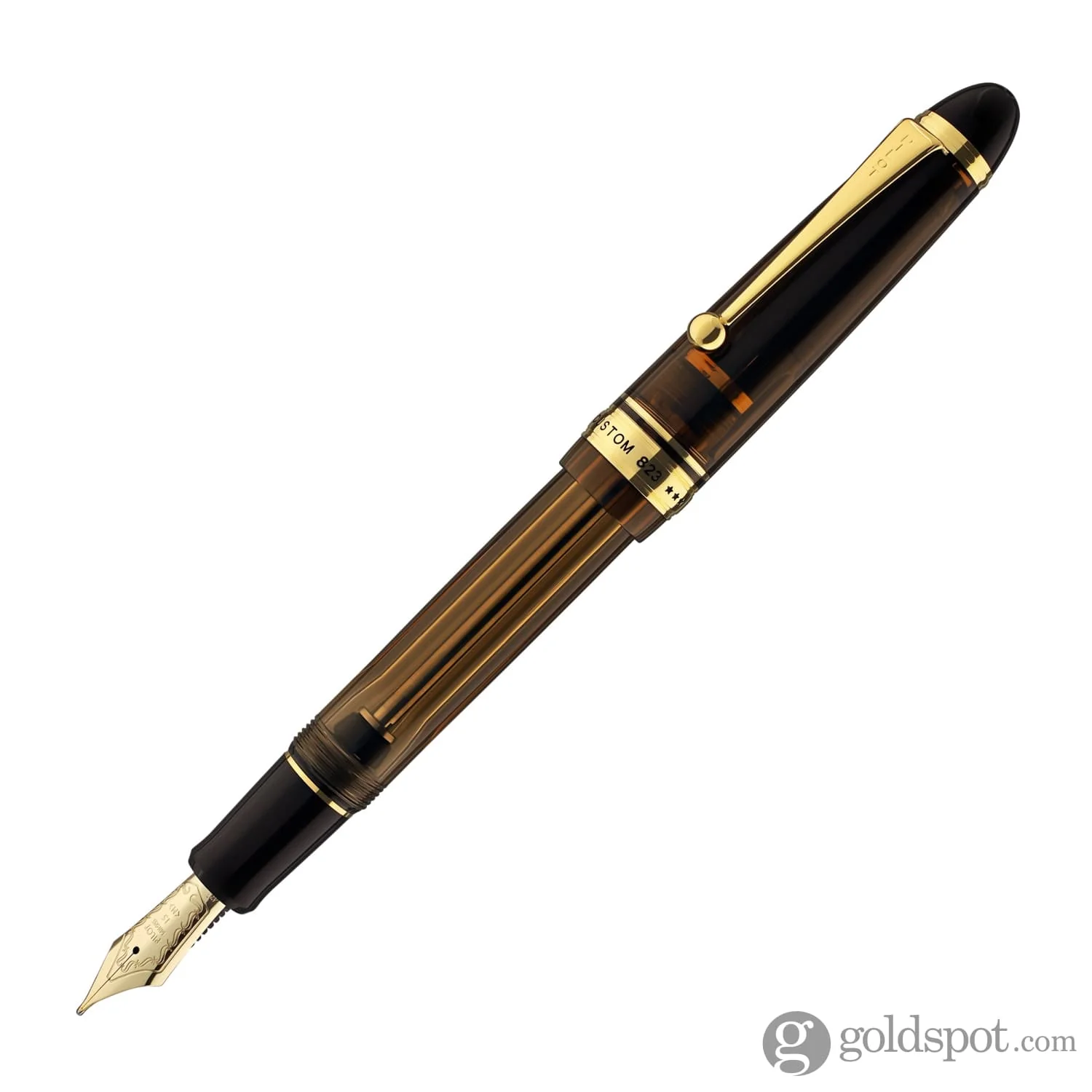 Pilot Custom 823 Fountain Pen in Amber with Gold Trim - 14K Gold