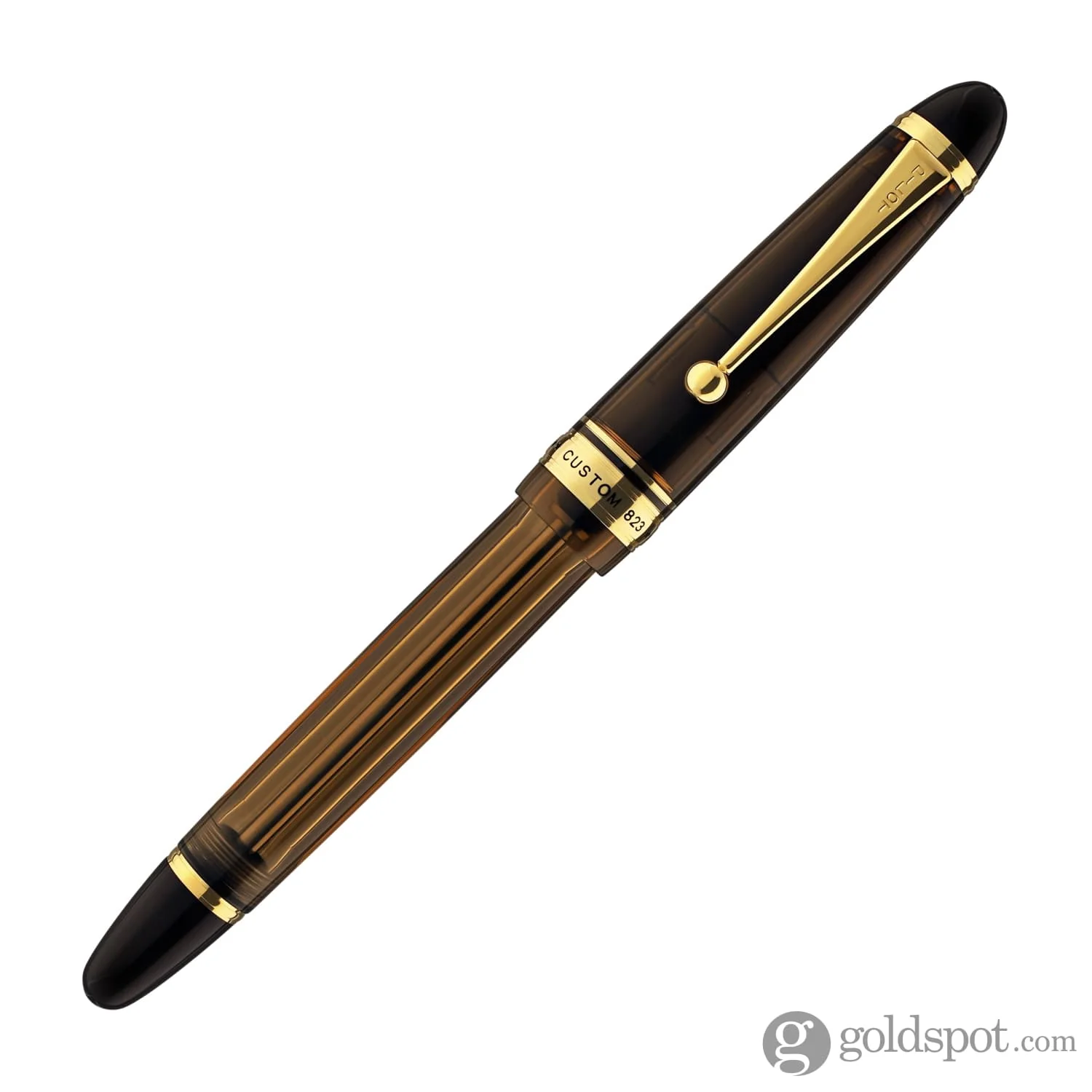 Pilot Custom 823 Fountain Pen in Amber with Gold Trim - 14K Gold