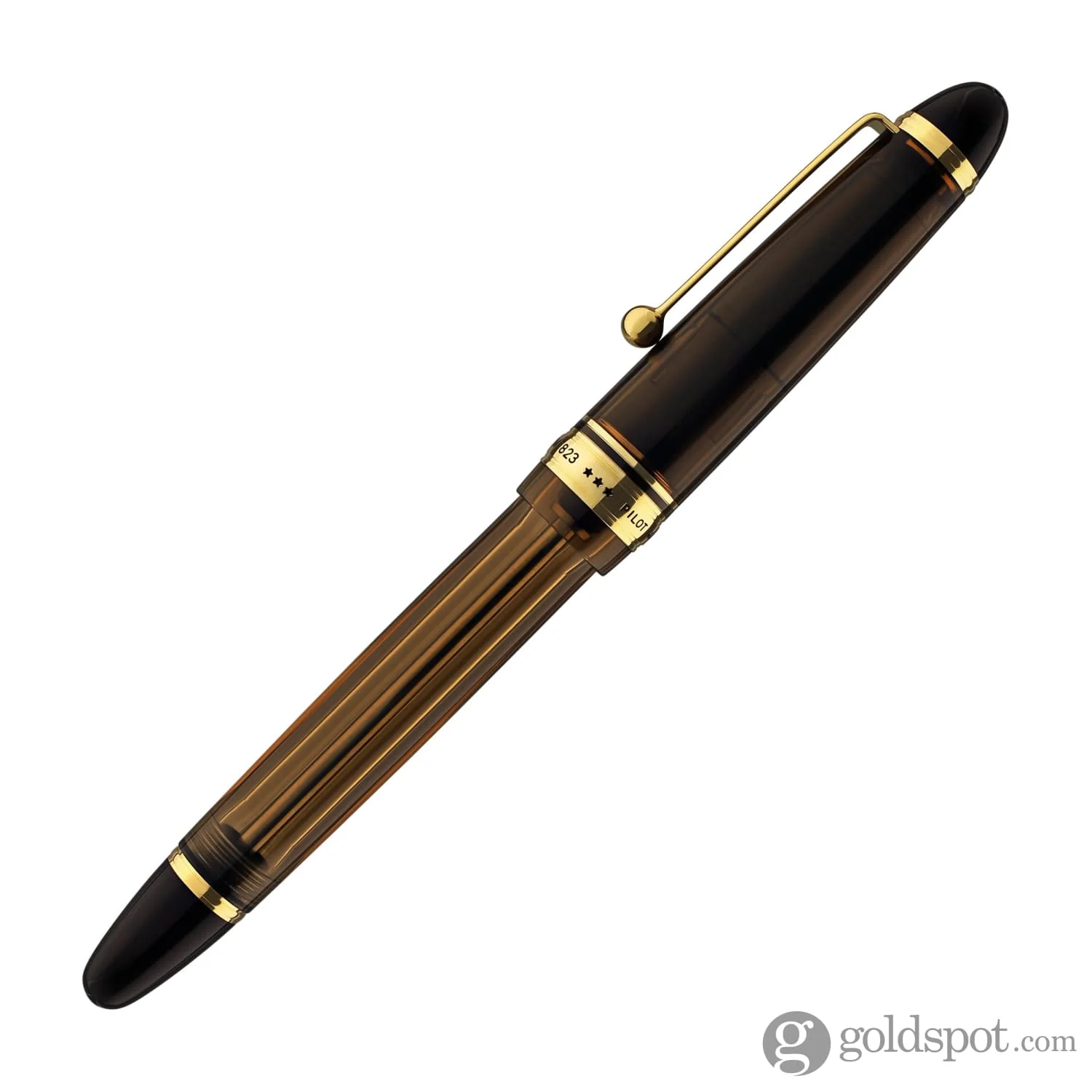 Pilot Custom 823 Fountain Pen in Amber with Gold Trim - 14K Gold