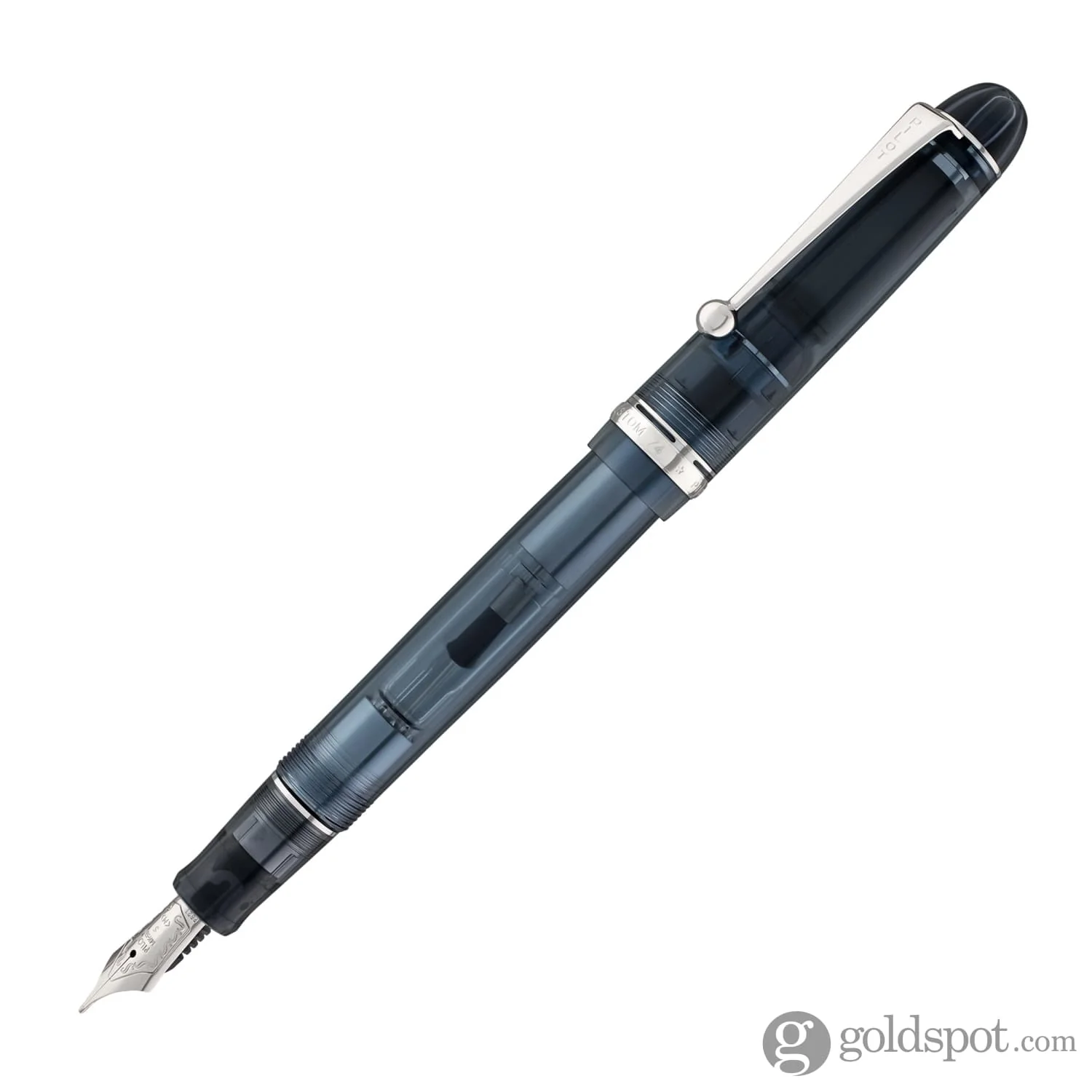 Pilot Custom 74 Fountain Pen in Blue Stone with Silver Trim - 14kt Gold