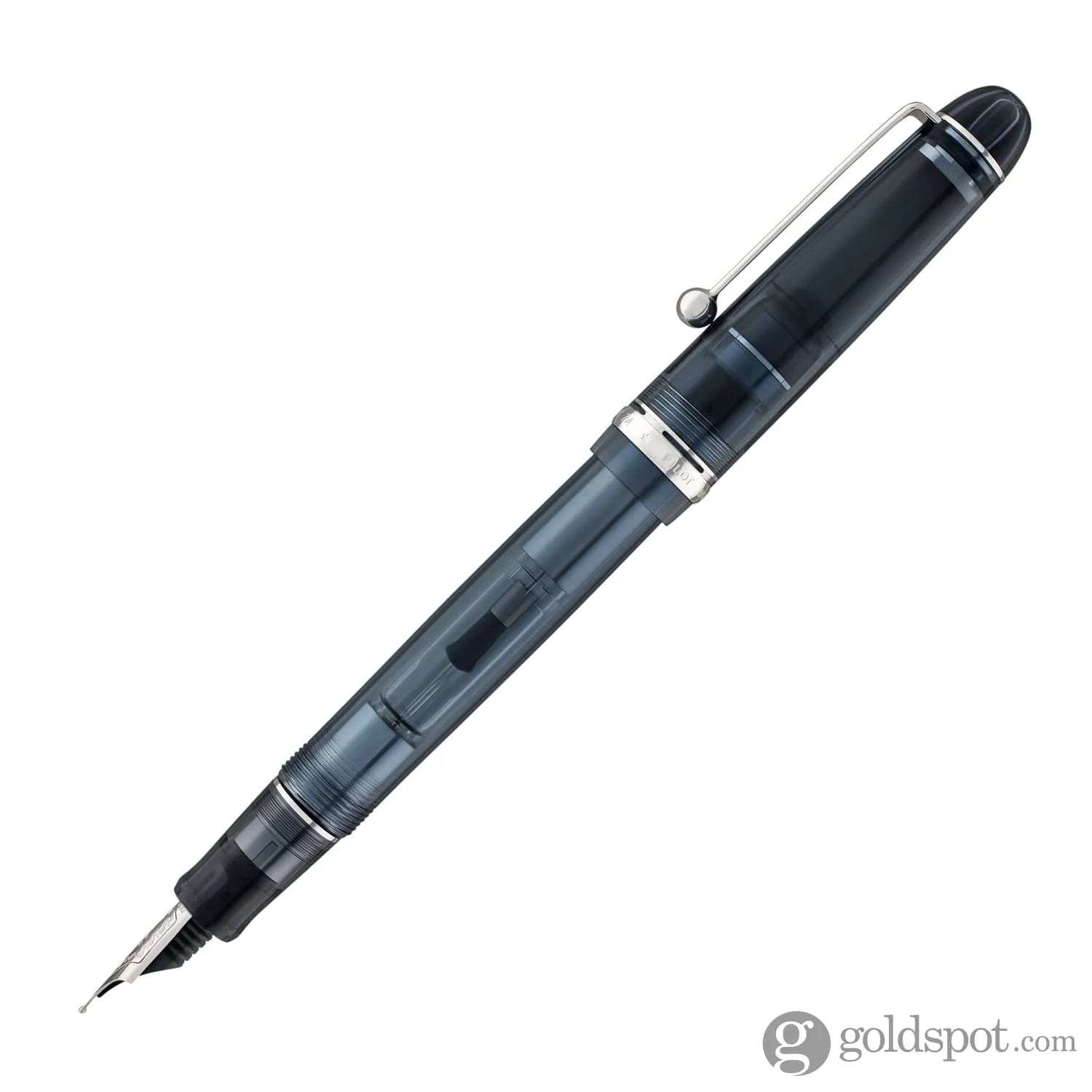 Pilot Custom 74 Fountain Pen in Blue Stone with Silver Trim - 14kt Gold