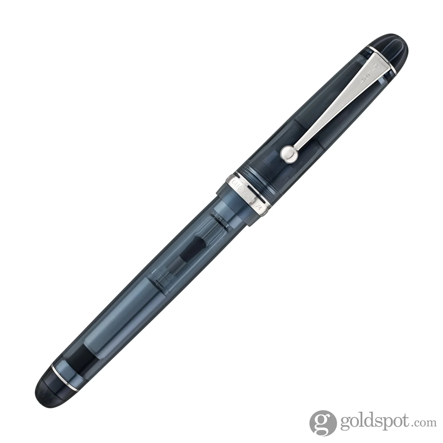 Pilot Custom 74 Fountain Pen in Blue Stone with Silver Trim - 14kt Gold