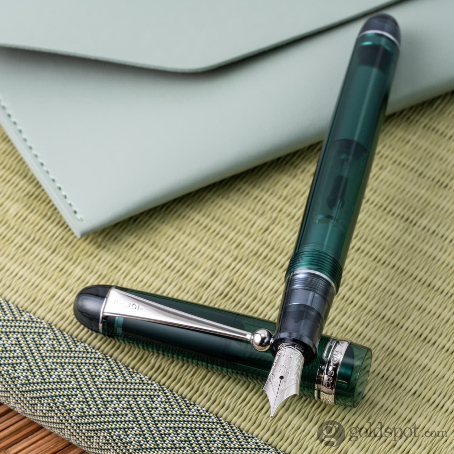 Pilot Custom 74 Fountain Pen in Forest Green with Silver Trim - 14kt Gold Nib