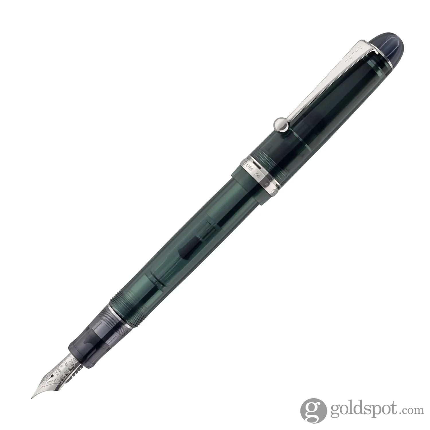 Pilot Custom 74 Fountain Pen in Forest Green with Silver Trim - 14kt Gold Nib