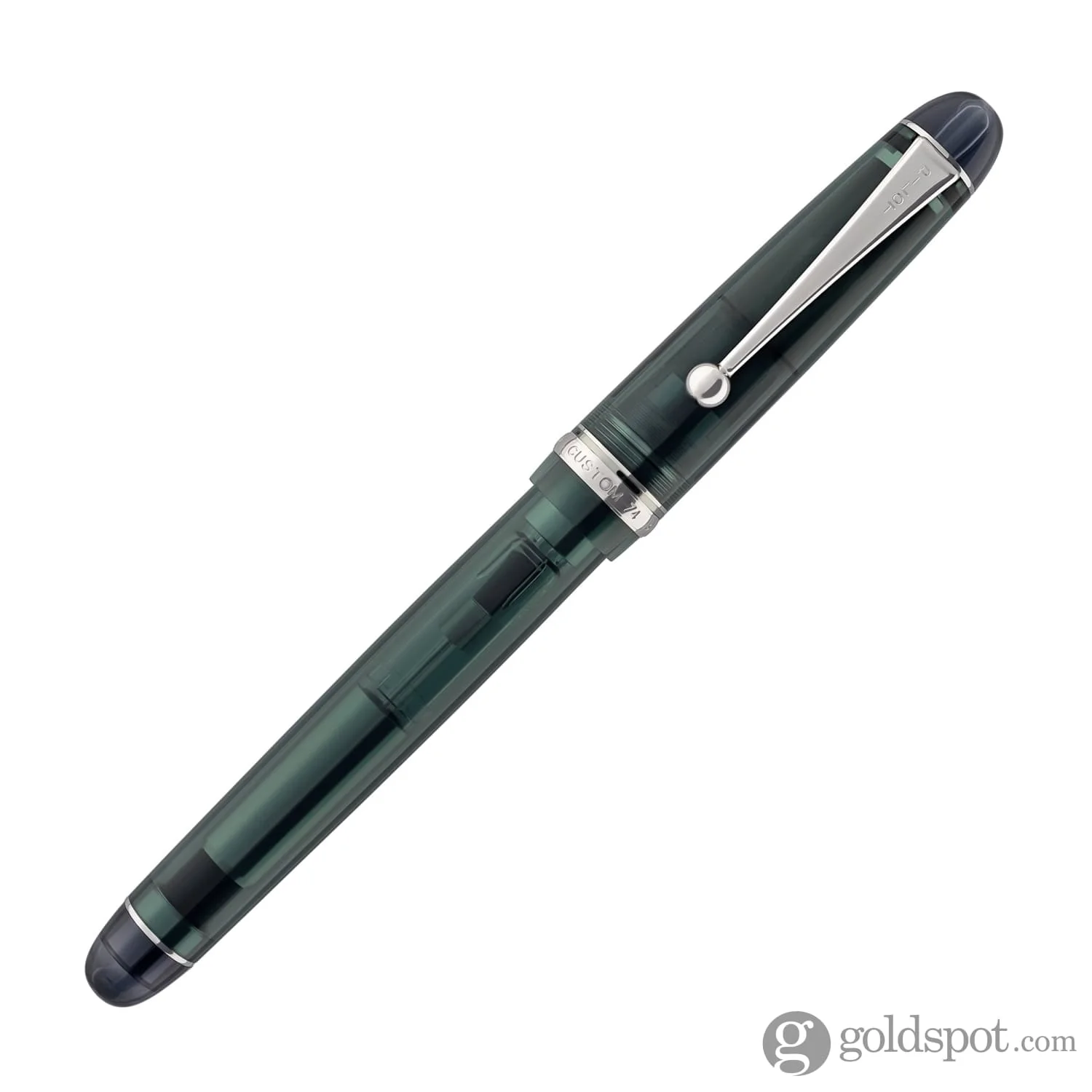 Pilot Custom 74 Fountain Pen in Forest Green with Silver Trim - 14kt Gold Nib