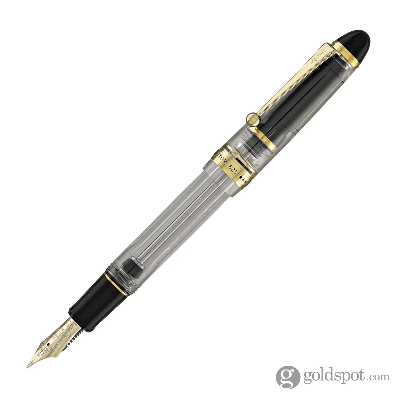 3871-pilot-custom-823-fountain-pen-in-clear-with-gold-trim-14k-gold-2.webp Pilot Custom 823 Fountain Pen in Clear with Gold Trim - 14K Gold