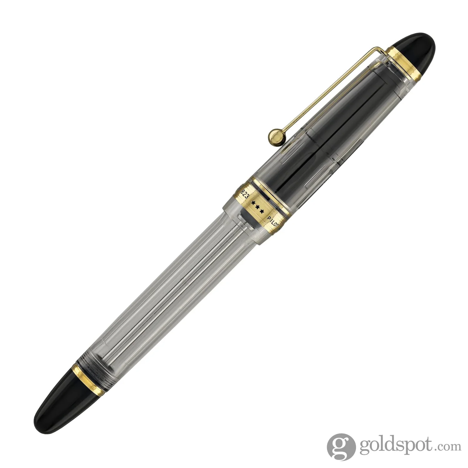 3871-pilot-custom-823-fountain-pen-in-clear-with-gold-trim-14k-gold-5.webp Pilot Custom 823 Fountain Pen in Clear with Gold Trim - 14K Gold
