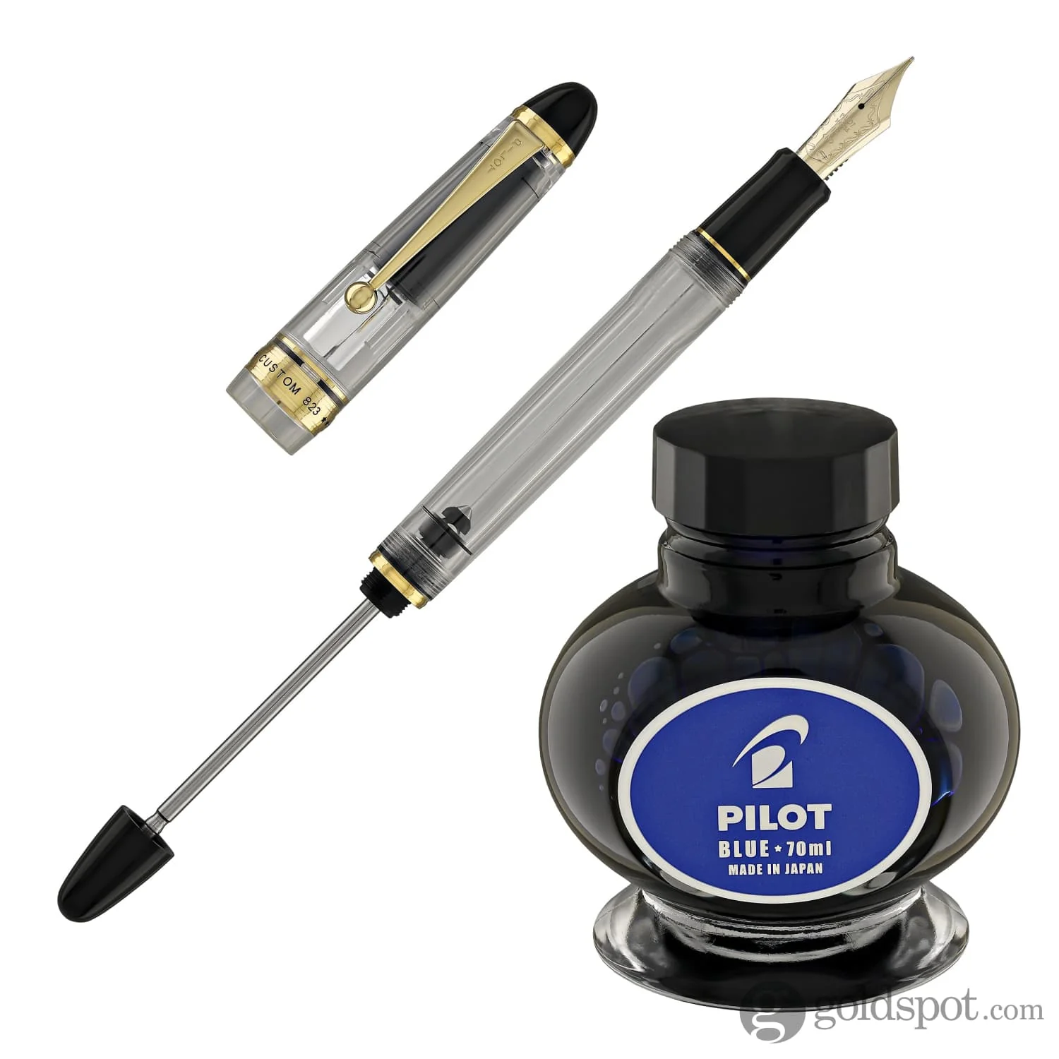 3871-pilot-custom-823-fountain-pen-in-clear-with-gold-trim-14k-gold-7.webp Pilot Custom 823 Fountain Pen in Clear with Gold Trim - 14K Gold