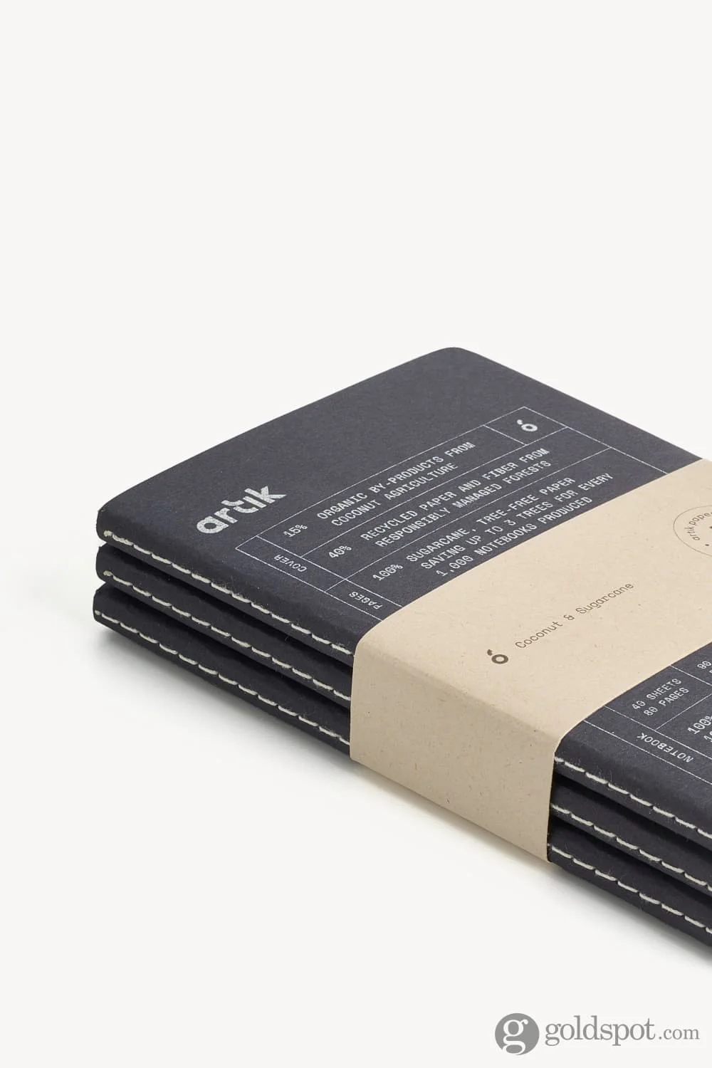 Artik Pack Of 3 Pocket Singer Sewn Notebooks in Coconut